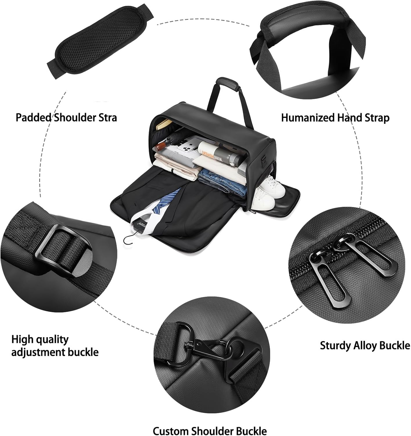 Garment Bags for Travel,Carry on Suit Bags for Men Travel,Garment Bag with Shoe Compartment,2 in 1 Waterproof Convertible Garment Bag with Shoulder Strap, Black - Pink image number 4