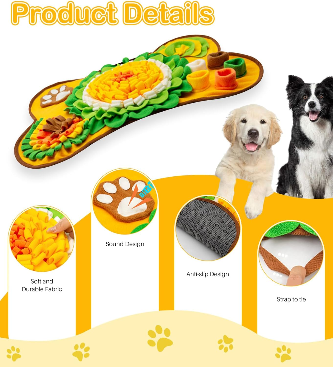 Sniffing Rug for Dogs, Interactive Dogs, Smelling Training, Pet Sniffing Blanket, Intelligence Mat, Feeding Mat, Training Mat for Pets, Dogs, Cats, 64 X 43 Cm image number 2