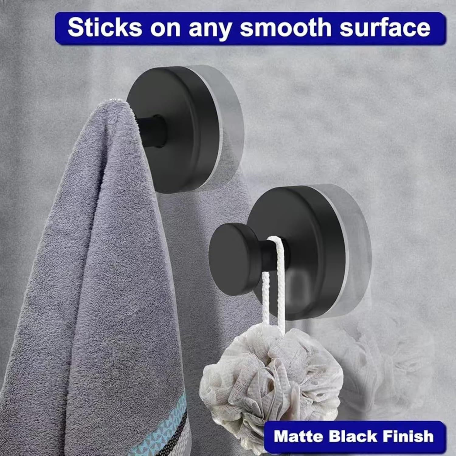 No-Drill Suction Hooks, 2024 Upgraded Stainless Steel Waterproof Hooks for Bathroom, Shower, Kitchen, and Mirrors, Heavy Duty Towel Holders(Multipack, Matte Black) image number 4