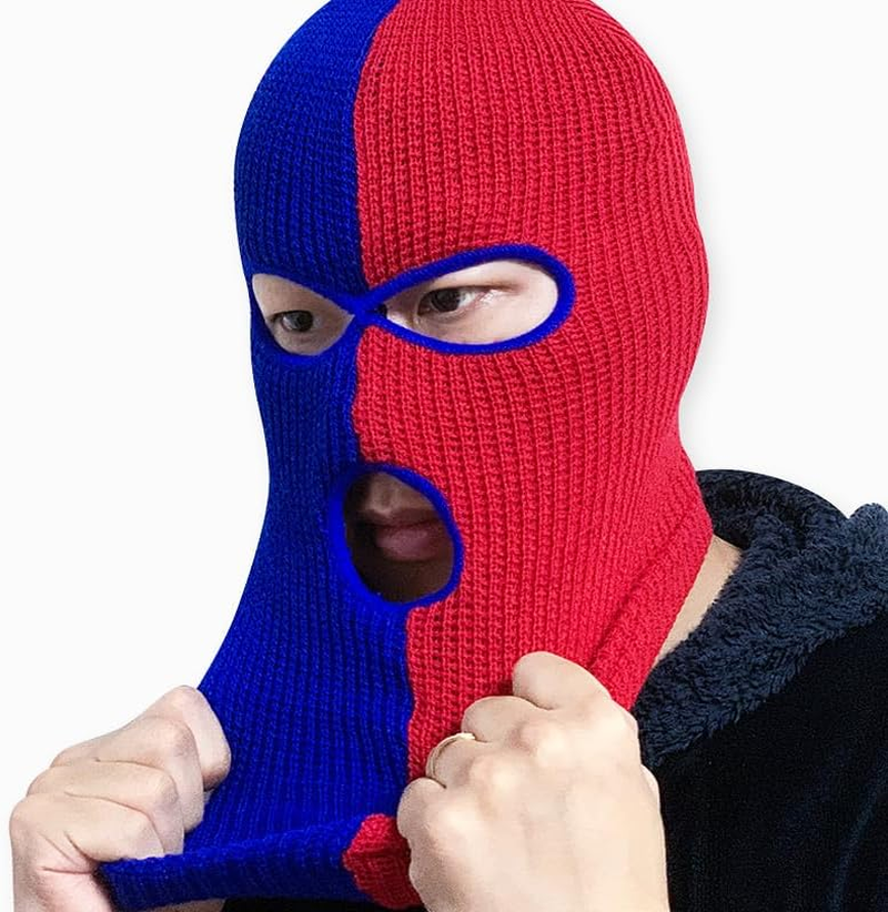Aoozleny 3-Hole Two Color Knitted Hat Ski Mask Balaclava, Full Face Mask for Cycling/Skiing Winter Outdoor Sports