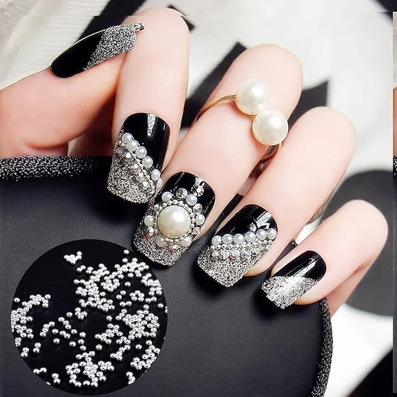 3D Micro Caviar Beads,Metal Mini Pearls Ball Glitter,Nail Art Caviar Beads Gold Silver Black Rosegold Gray Tiny Steel Beads for Nail Art Decorations DIY Crafts Accessories image number 3