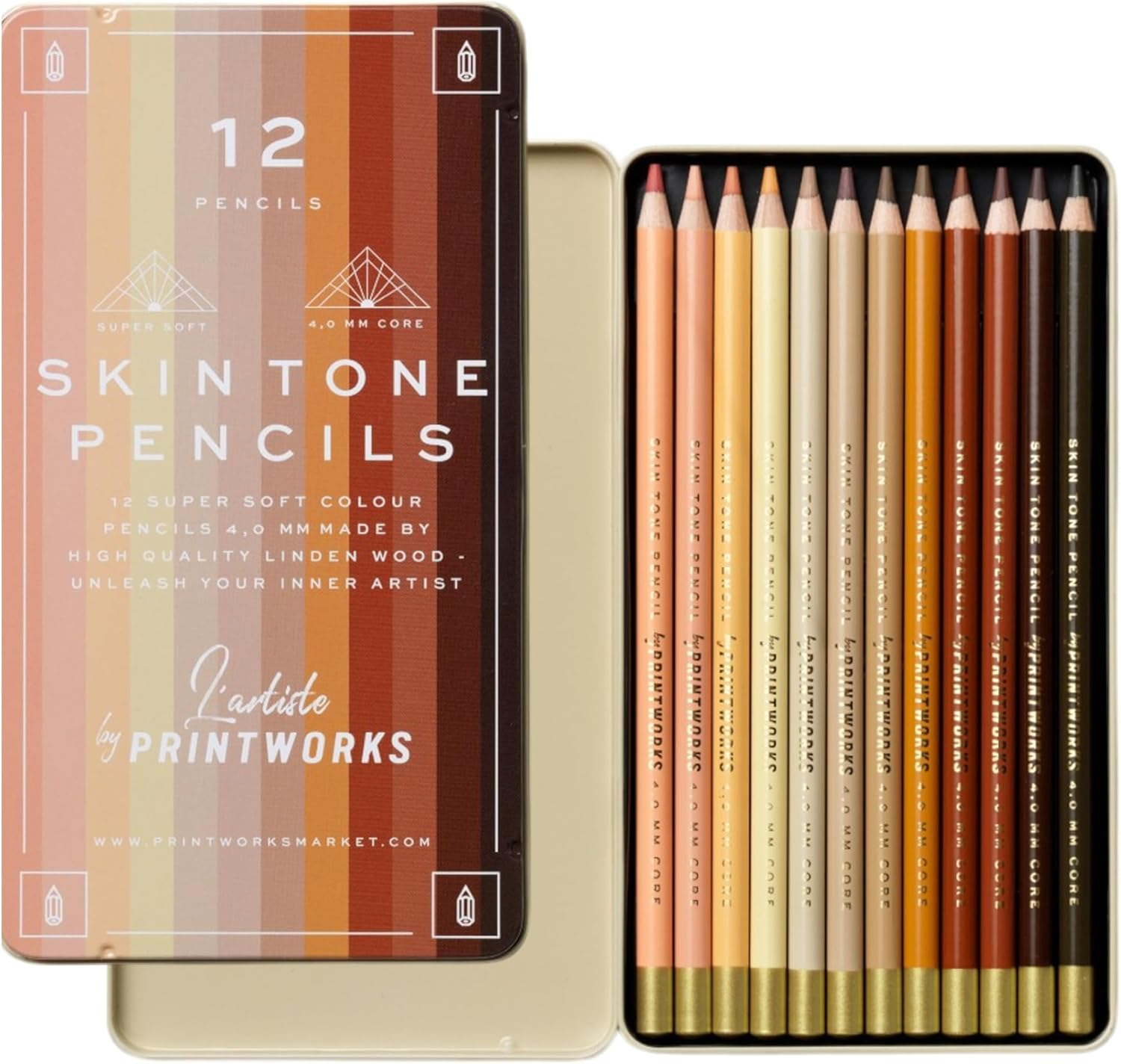 Printworks Colour Pencils, Skin Tone (Set of 12) image number 1