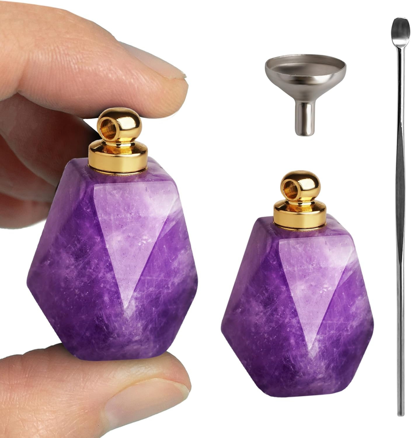 BOHO GARDEN Crystal Keepsake Urn - Wearable Small Container for Ashes, Memorial Urns Made from Real Crystal Material - Includes Spoon, Stick, Funnel & Storage Box (Malachite (Gold))