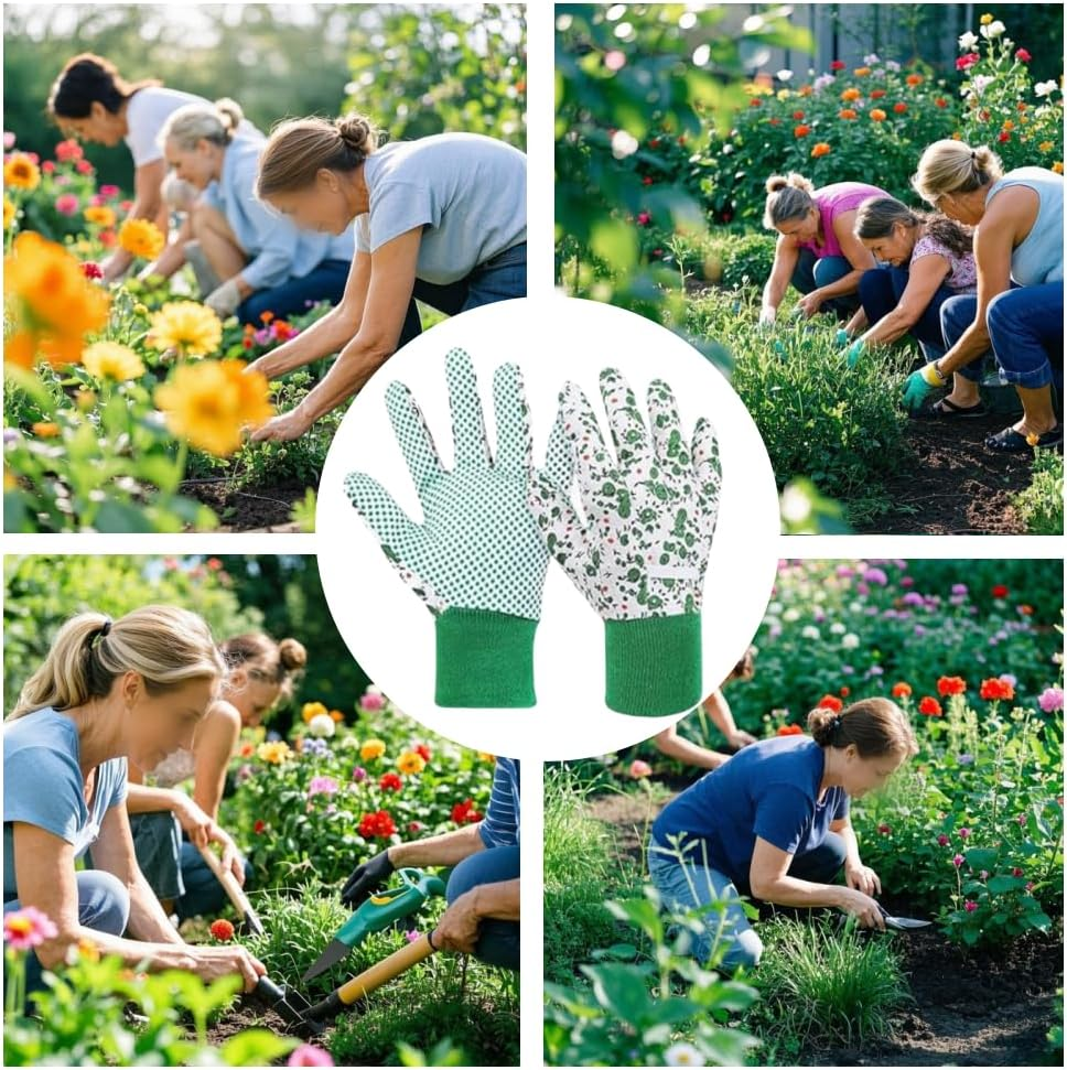 Ai-Oumleef Gardening Gloves for Women,4 Pairsthorn Proof Ladies Work Gloves,Non-Slip Grip Gardening Gloves,Floral Garden Gloves with Elastic Cuffs and Non-Slip for Yard/Farm/Gardening image number 4