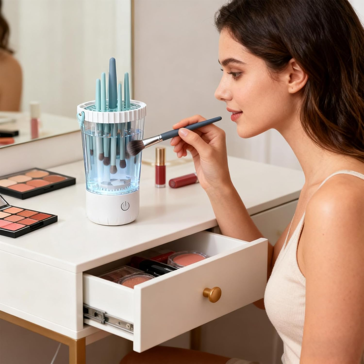 Electric Makeup Brush Cleaner Machine - Portable Make up Tool Cleaner Aid | USB Charging Cosmetic Cleaners Device, Automatic Makeup Brush Cleaning Tool for Girlfriend Wife Friend Daughter Family image number 5
