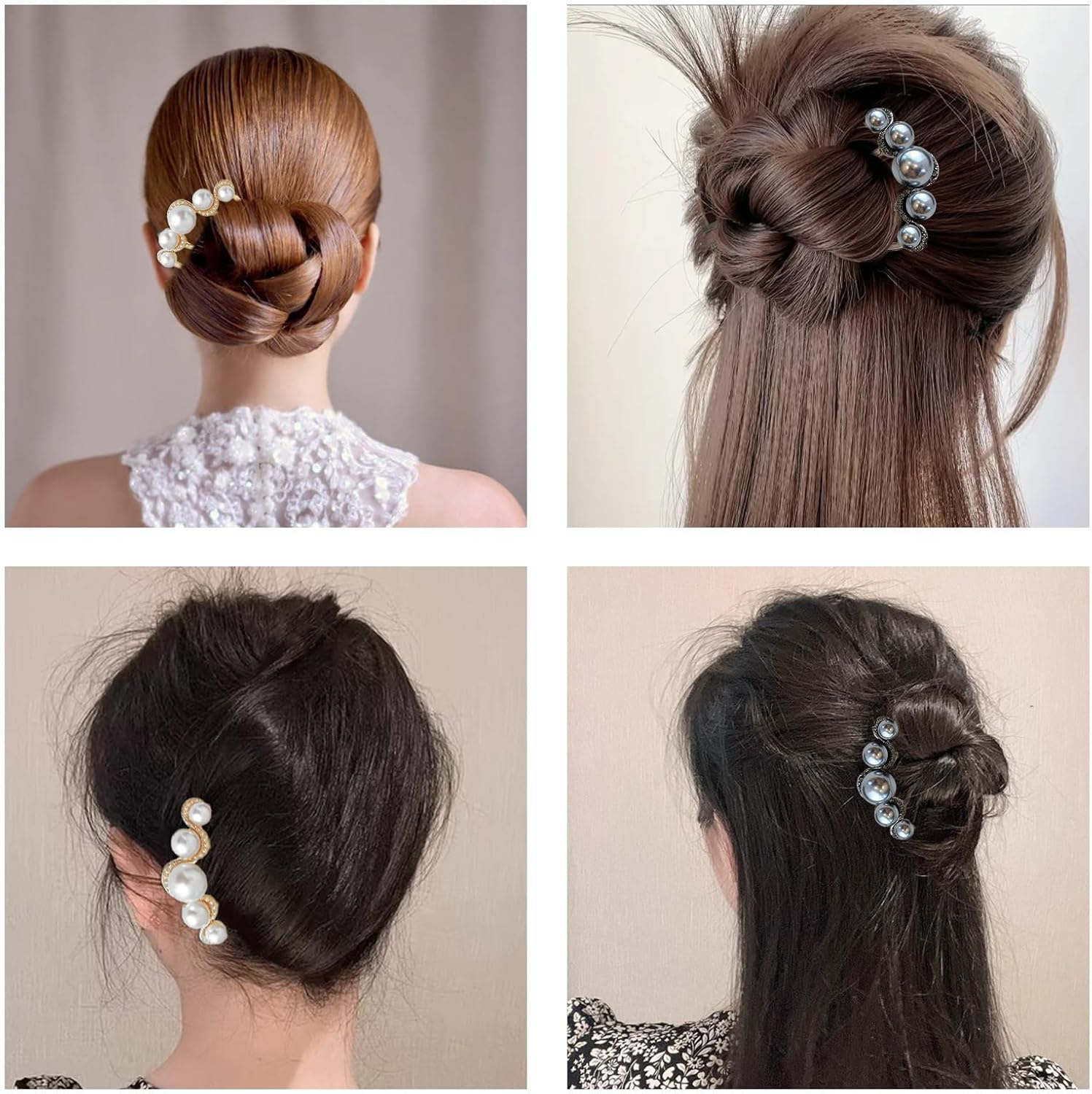 Ball Hair U Shaped Hair Pins Set, 2 Pieces, Curl Hair Comb, Four Teeth Comb, Hairstyle Comb, for Strengthening Strands, for Women, Elegant Design