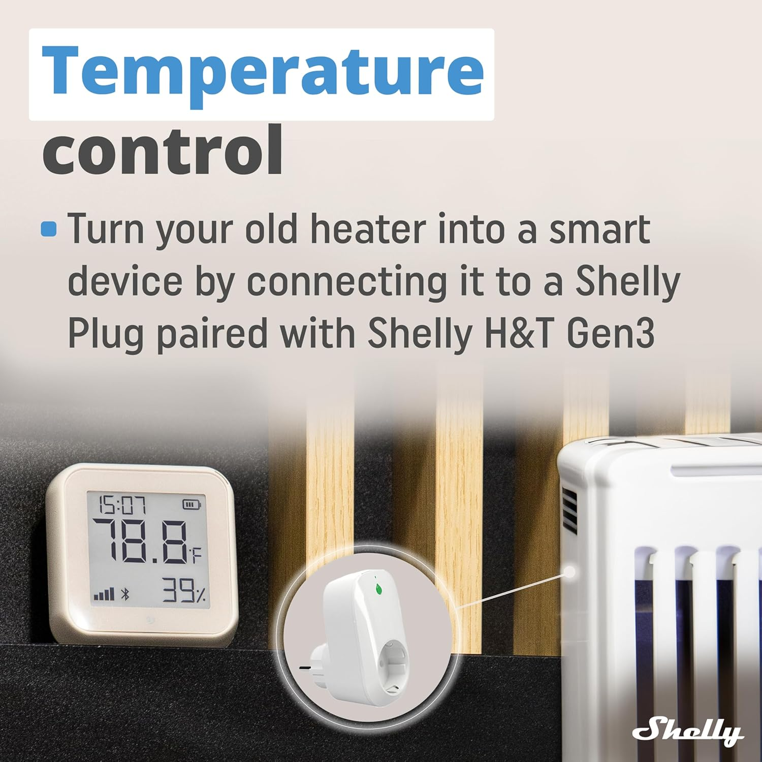 Shelly H&T Gen 3 Ivory Wi-Fi and Bluetooth Temperature and Humidity Sensor Home Automation No Hub Required Long Battery Life Wall Mounting Possible image number 5
