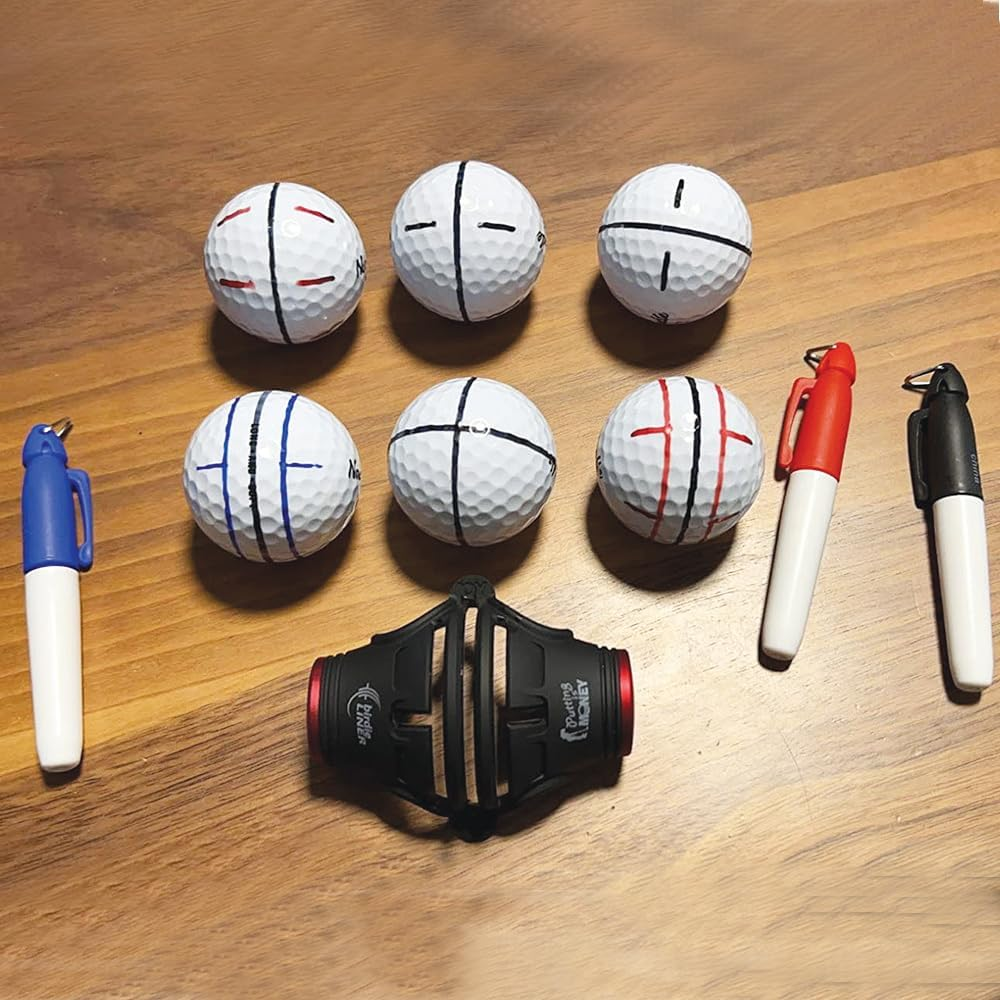 Premium Quality360-Degree Birdie Liner Drawing Alignment Tool Kit- 360-Degree Triple 3-Line Golf Ball Marker Stencil with Gift Box Including 3 Color Marker Pens-Patent Pending. image number 4