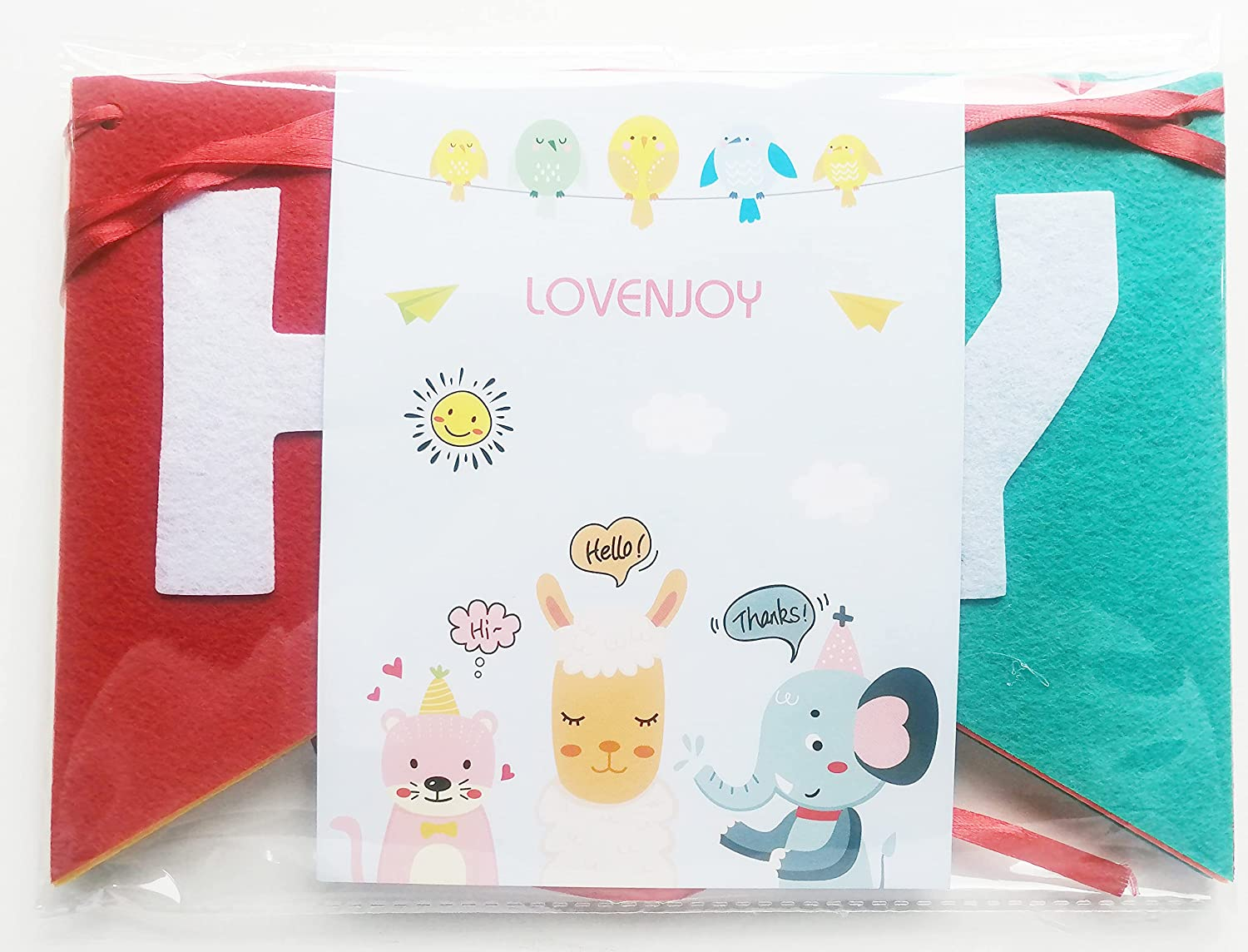 LOVENJOY Happy Birthday Banner Rainbow Bunting Decorations Durable Felt Fabric, Assembled