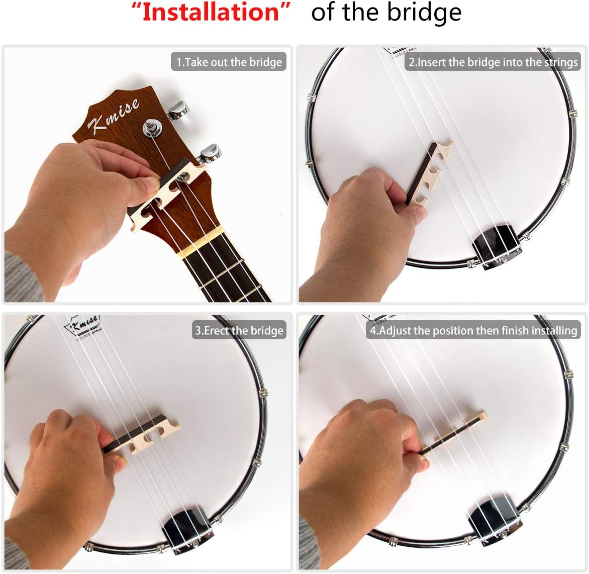 Kmise, 4-String Banjo, Beige, 23 Inches (CR2032) image number 4