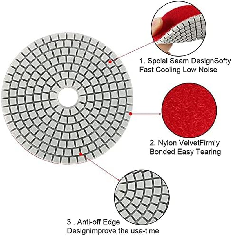15Pcs Diamond Polishing Pads Kit 4 Inch 100Mm Wet/Dry for Granite Stone Concrete Marble Polishing Use Grinding Discs Set for Granite Marble Concrete Stone Buffing Polishing image number 2