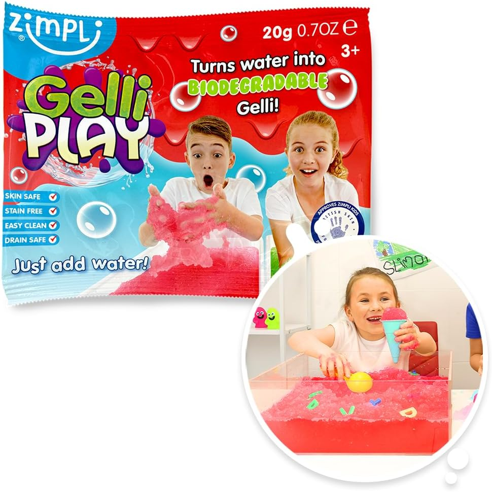 Gelli Play Foil Bag Mixed X 24, Turn Water into Colourful Goo! Children&rsquo;S Sensory & Bath Toy, Certified Biodegradable Toy