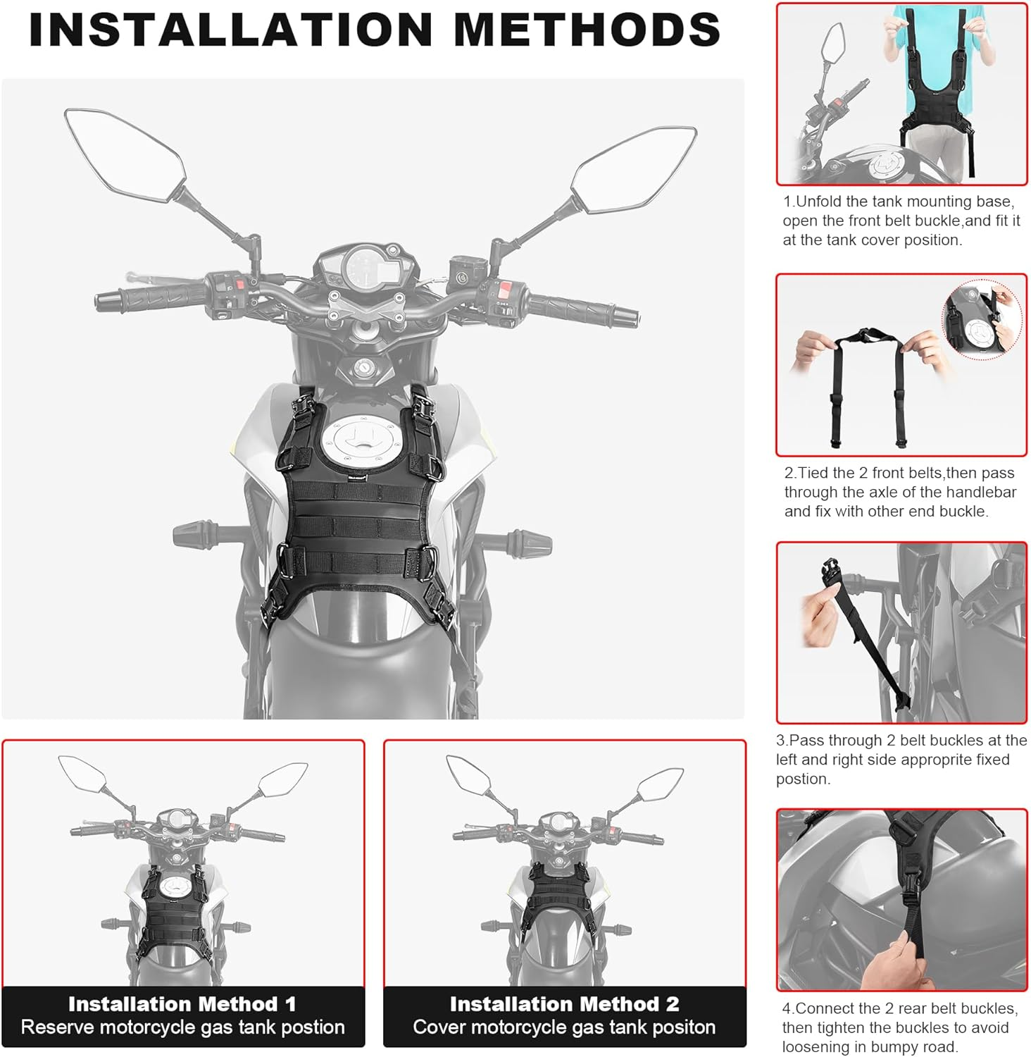 WILD HEART Motorcycle Tank Mount Base for Fuel Tank Bag/Saddle Bag/Tail Bag/Seat Bag/Walkie Talkie Motorcycle Accessory image number 5