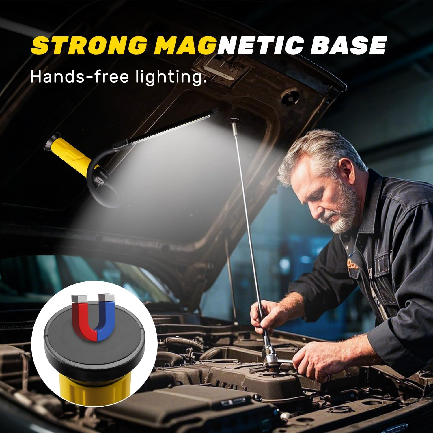 Napatyre LED Work Light Torch, 1000 Lumens, 3 Modes, Super Bright LED Workshop Lamp with Magnetic Base and Gooseneck, COB Inspection Lamp for Car Repair, Workshop, Garage image number 6