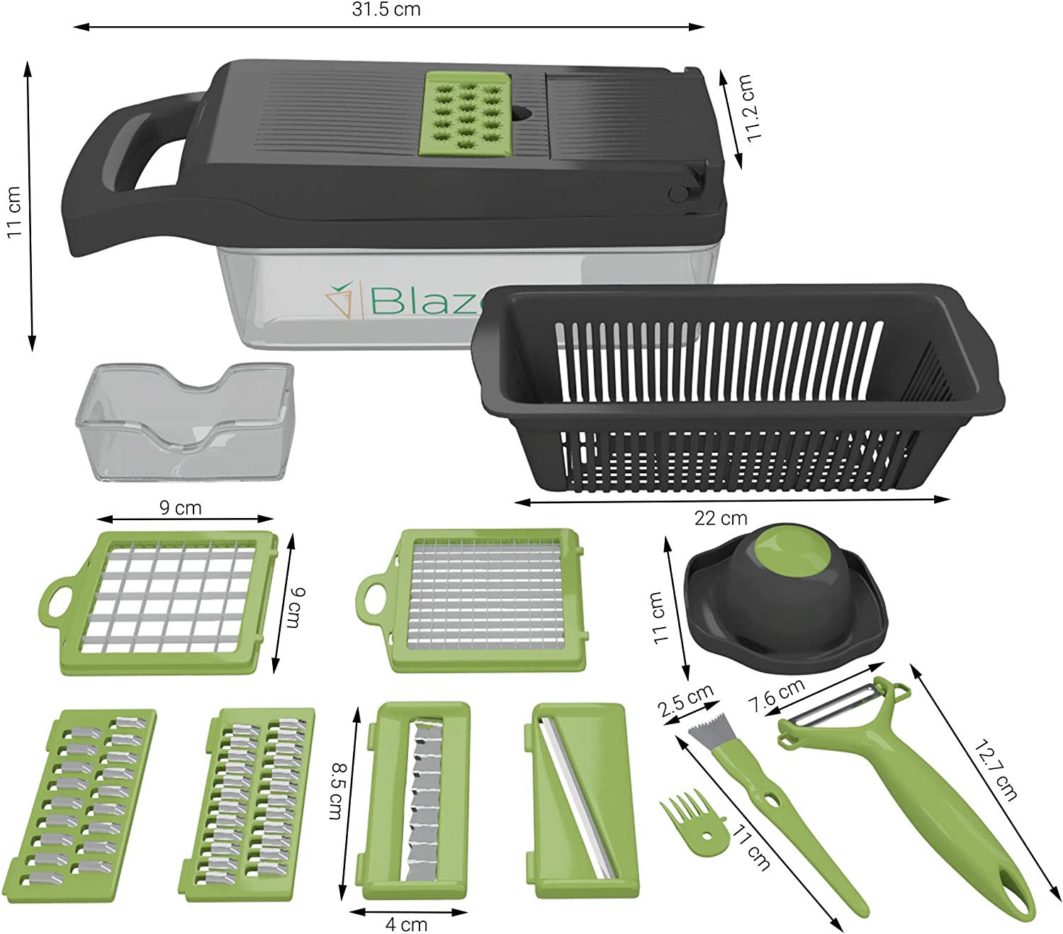 Vegetable Chopper - 15 in 1 Multi-Purpose Mandoline Slicer - Vegetable Slicer - Fruit Cutter with 7 Adjustable Blades & Vegetable Peeler image number 5