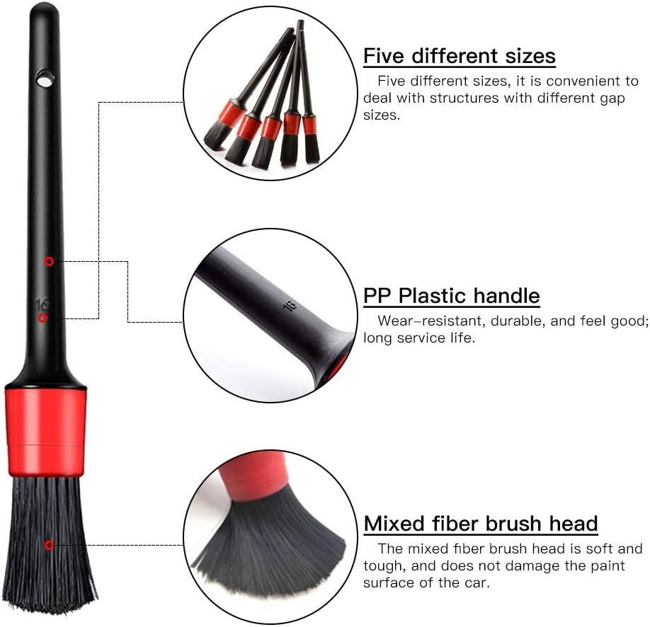O-Kinee Car Brush Detailing Rim Brush, 5 Car Cleaning Brushes, Small Car Cleaning Brushes, Car Care, Brushes Detail Brush for Alloy Wheels, Car Interior, Motorcycle image number 1