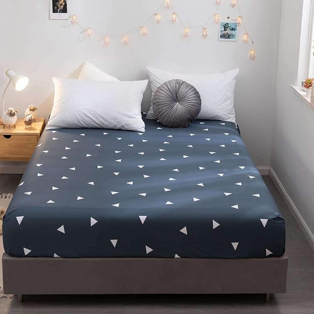 Luxurious Bottom Sheet to Fit Snugly around Your Mattress,Pure Cotton Printed Stylish Bed Linen,Double King-Size Protective Cover for Apartment Bedroom-Blue_2_150X200Cm image number 2
