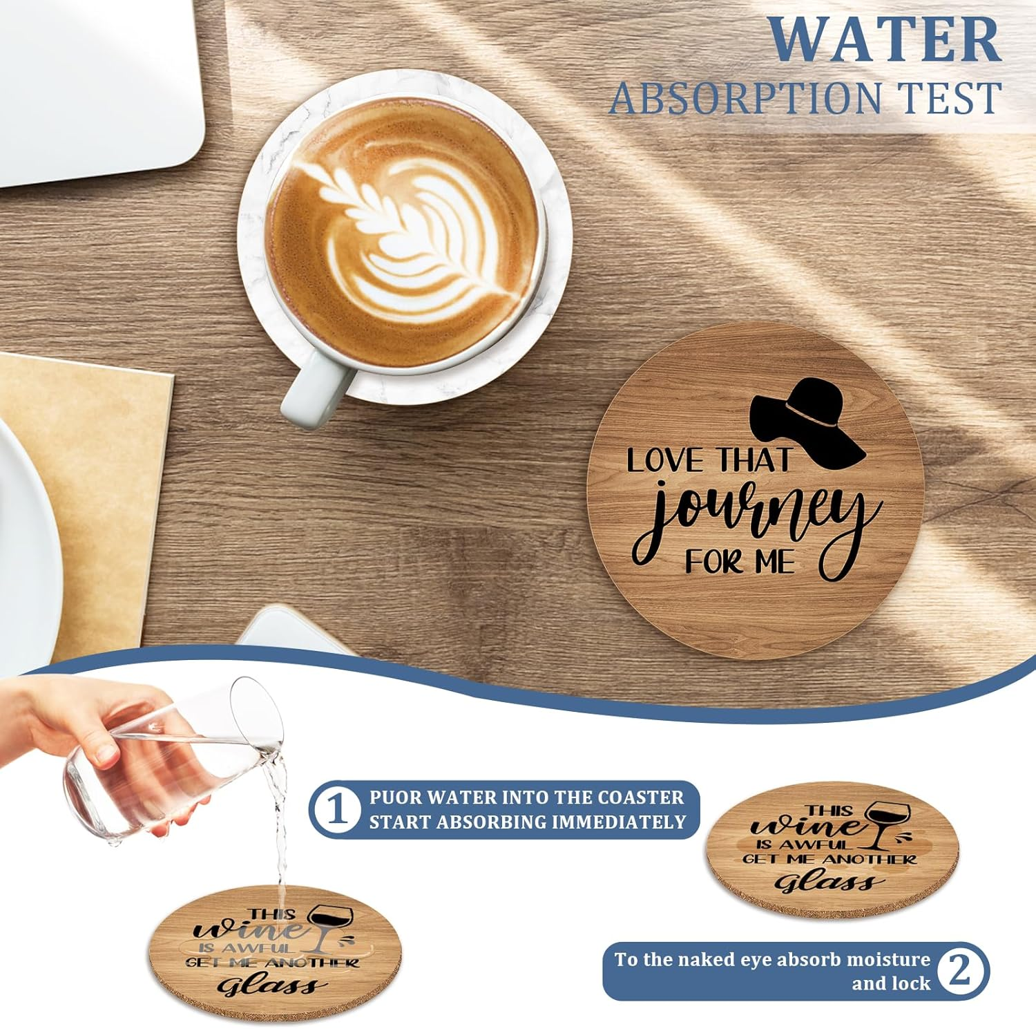 6 PCS Funny Cork Coasters for Drinks,Schitts TV Show Merchandise Coasters Set with Coaster Holder,Coffee Table Tea Table Bar,Schitts TV Themed Coasters Gifts for Fans image number 6