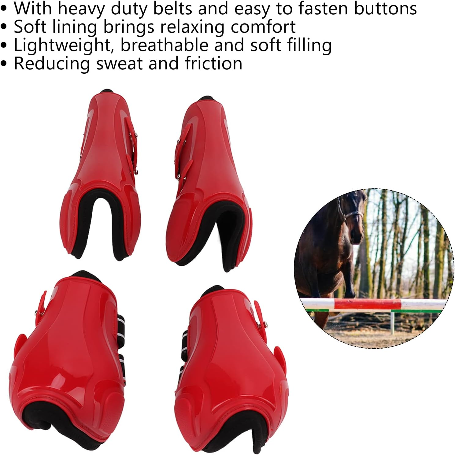 Horse Leg Boot, Comfortable Prevent Slipping Horse Tendon Boots Set for Horses image number 4