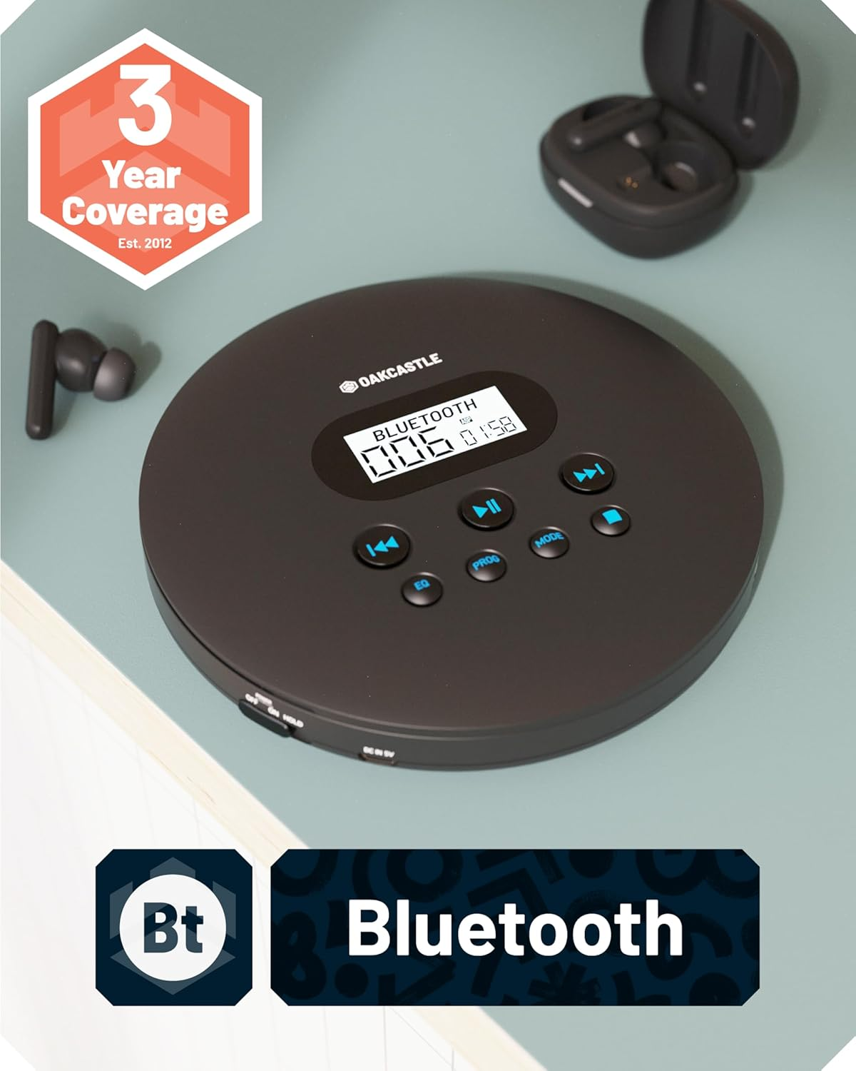 Majority Oakcastle CD100 Bluetooth Portable CD Player - Black image number 6