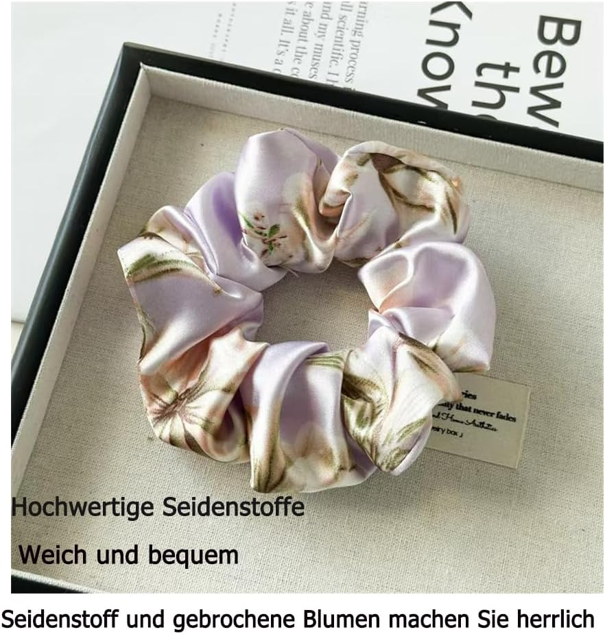 Large Silk Hair Scrunchie, Women'S Silk Scrunchie, Soft Silky Elastic Hair Bobbles, Ponytail Holder, Elastic Hair Band for Women and Girls (Pack of 1) image number 4