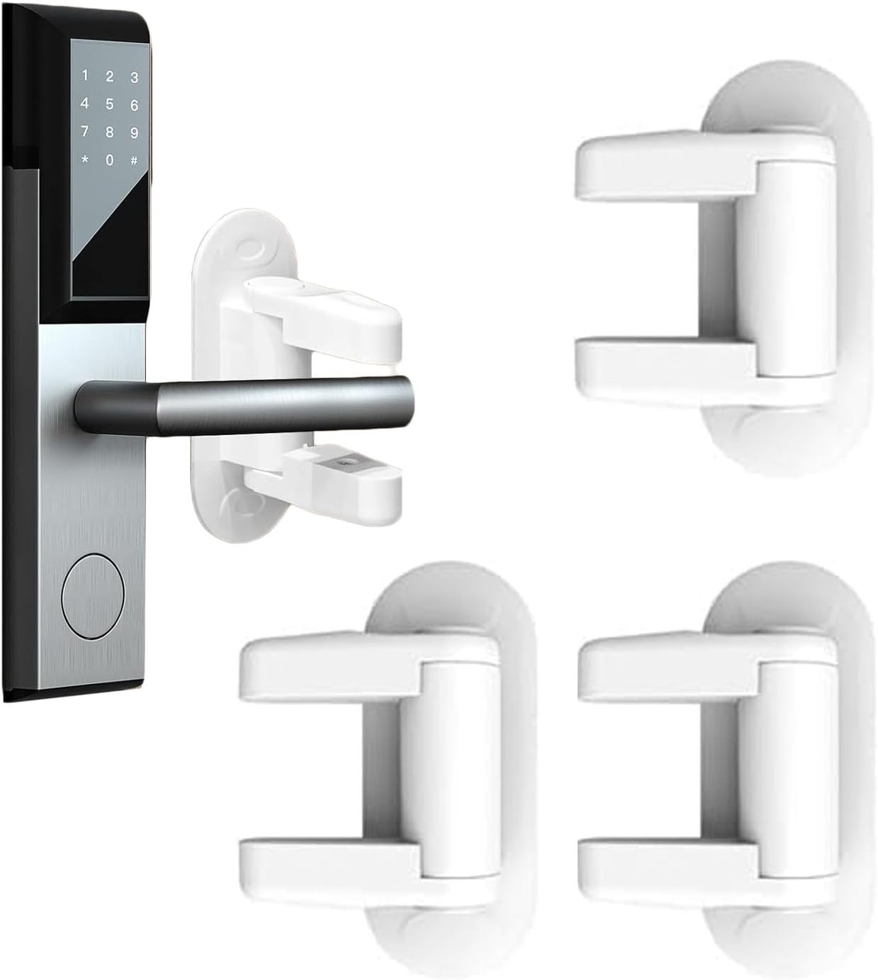 Shengsenfu 4 Pack Door Lever Lock Child Proof Door Locks Design for Kids Safety-Child Proof Doors and Handles 3M VHB Adhesive No Drilling and Perfect for Door,Cabinet,Windows,Child-Proof and Pet Proof image number 4
