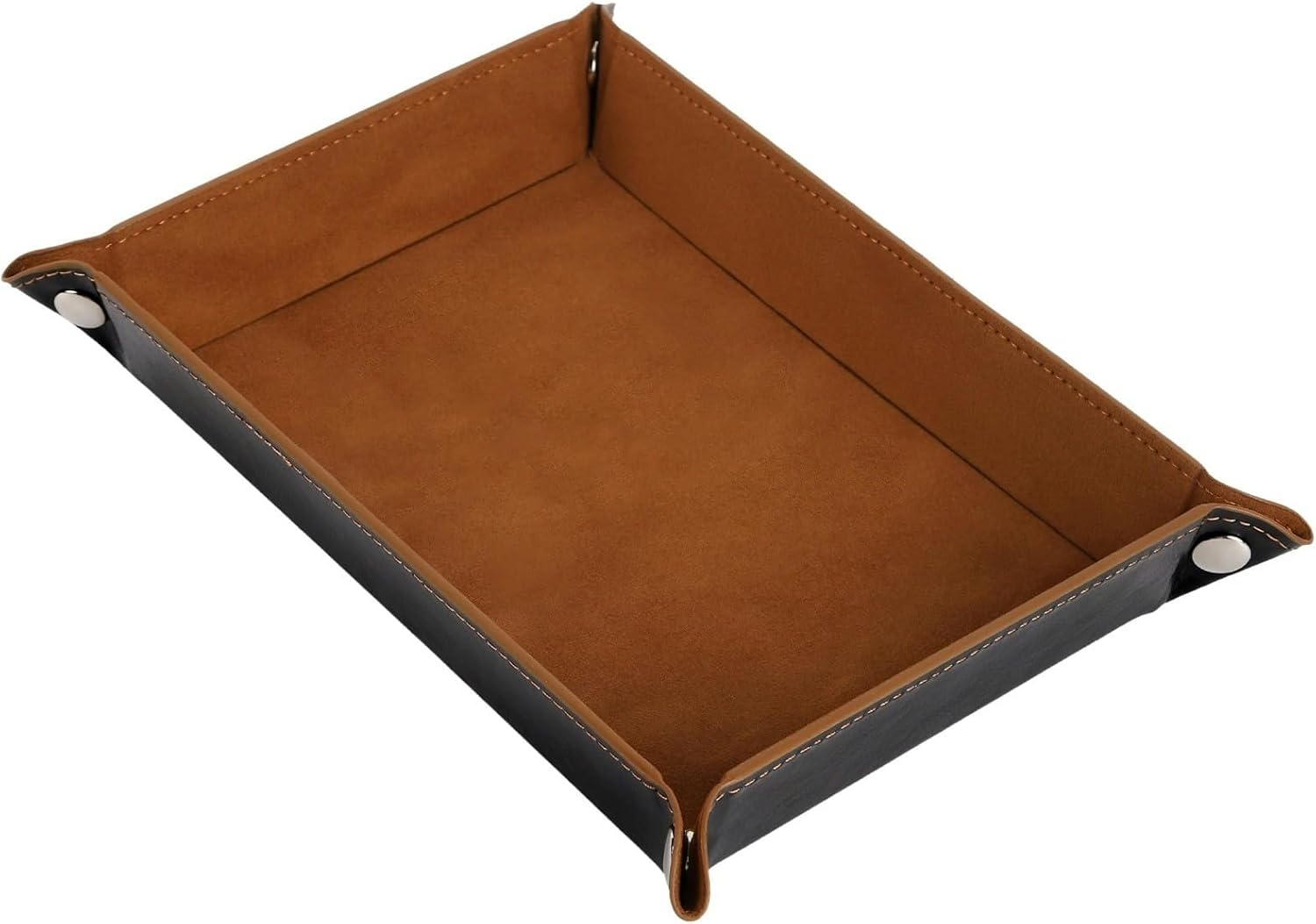 DND Dice Tray Rectangle Portable Folding Dice Rolling Tray for Dungeons and Dragons MTG RPG Role Playing Table Games and Dice Games (Brown) image number 2