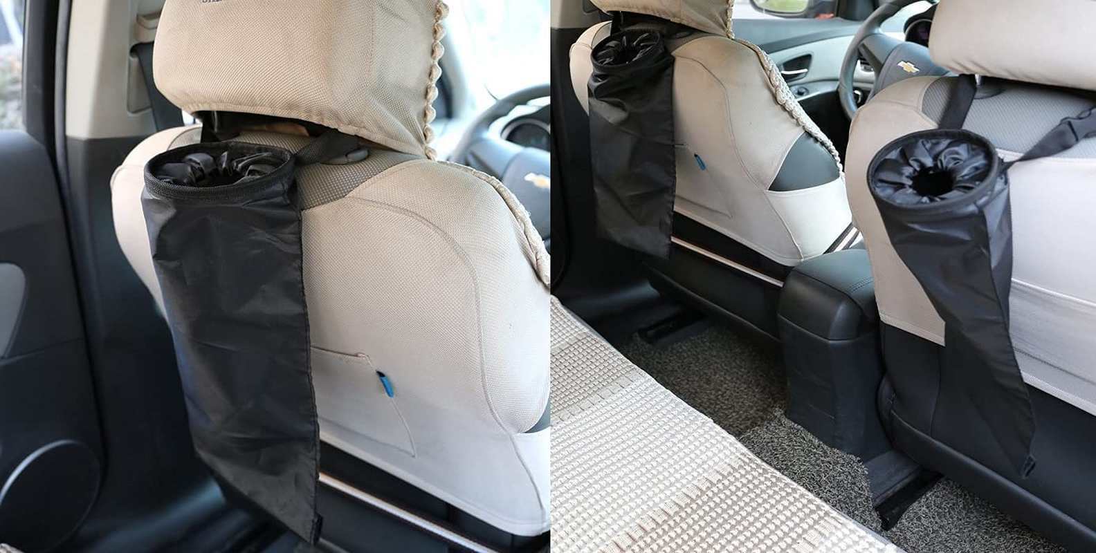 Car Trash Bag, Washable Car Garbage Bag, Detachable Car Trash Can, Seat Back Hanging Car Storage Bag for Car, Travelling, Outdoor (1 PCS Black) image number 2