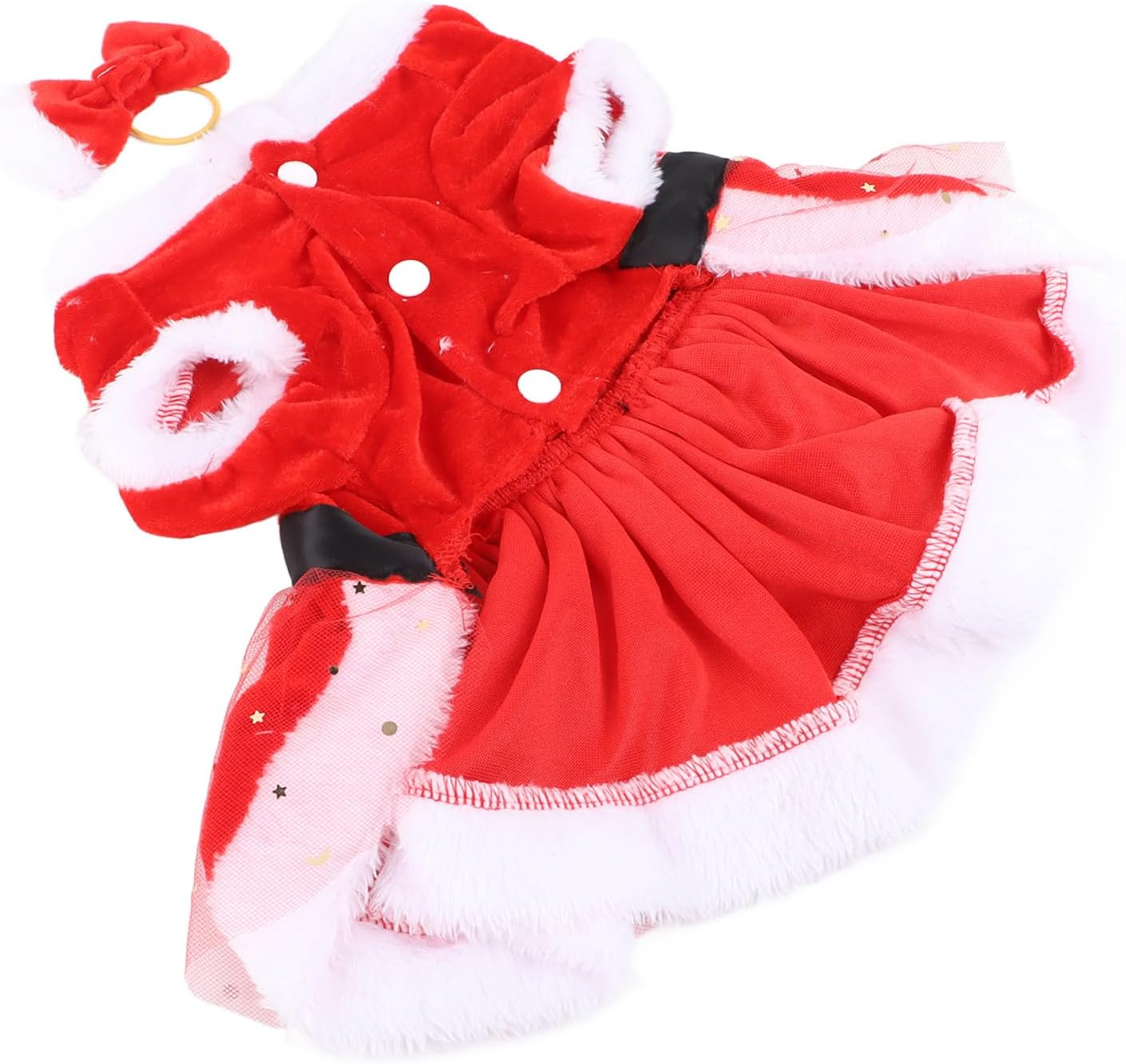 LJCM Christmas Dog Costume, Father Christmas Theme, Red, Medium Size, Pleuche Material, Festive Decorations, Comfortable Material image number 2