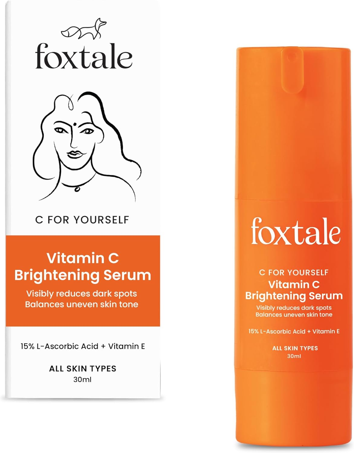 Foxtale 15% Vitamin C Face Serum for Glowing Skin | Purest Vitamin C (L-Ascorbic Acid) with Vitamin E | Moisturizing Serum for Sensitive Skin | All Skin Types | Face Serum for Men & Women | 30 Ml image number 1