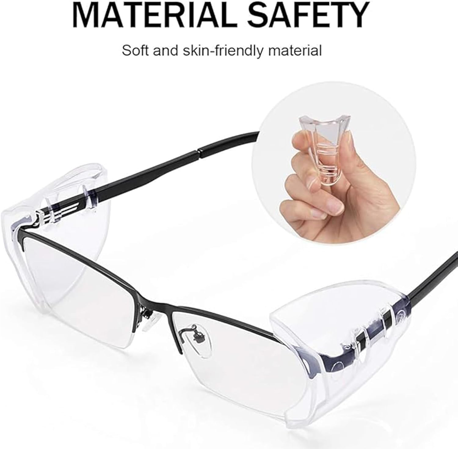 Mizoxy 2 Pairs Safety Eyeglass Side Shields, Slip-On Clear Protection for  Glasses, Fits Small to Medium Eyewear for Added Safety image number 5