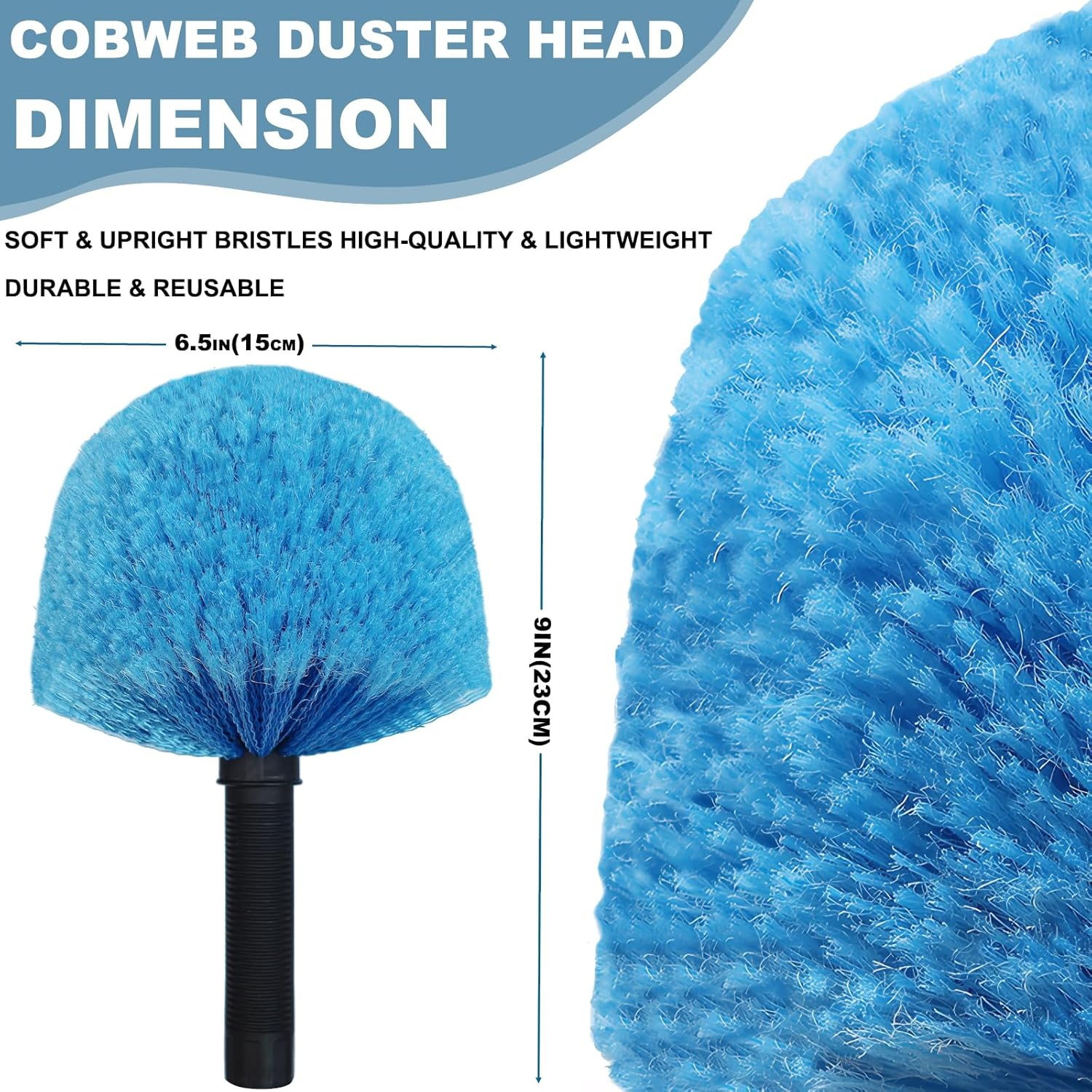 Cobweb Duster Head Brush-Twist-On Spider Web Brush for Outdoor & Indoor Web Cleaning // Fits Standard Acme Threaded Poles // Cobweb Duster Brush Head Only-Blue (1) image number 6