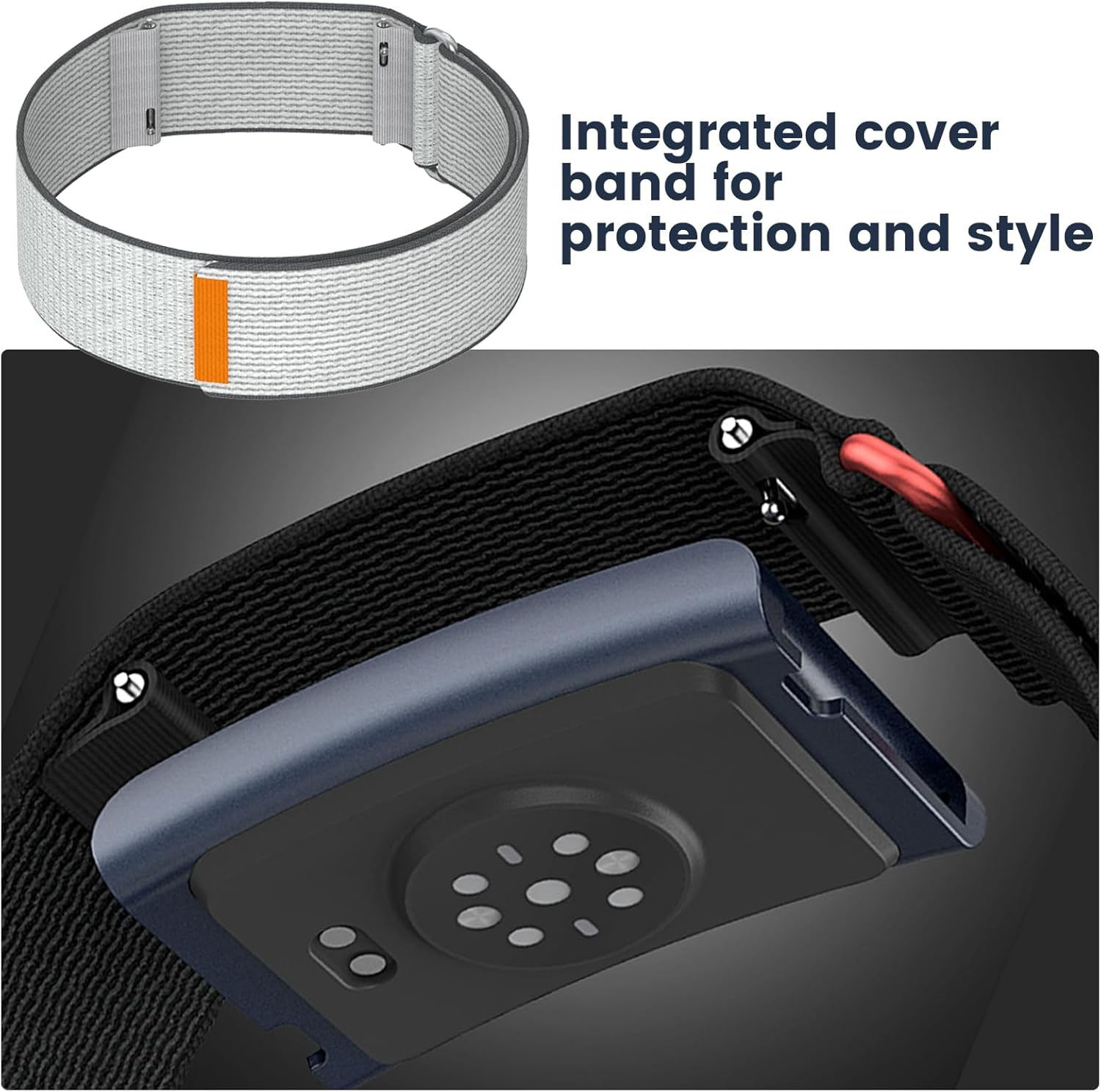 Blikwyt Nylon Loop Compatible with Amazfit Helio Strap Band, Breathable Soft Sport Hook and Loop Wristband with Overlay Covered Design image number 3