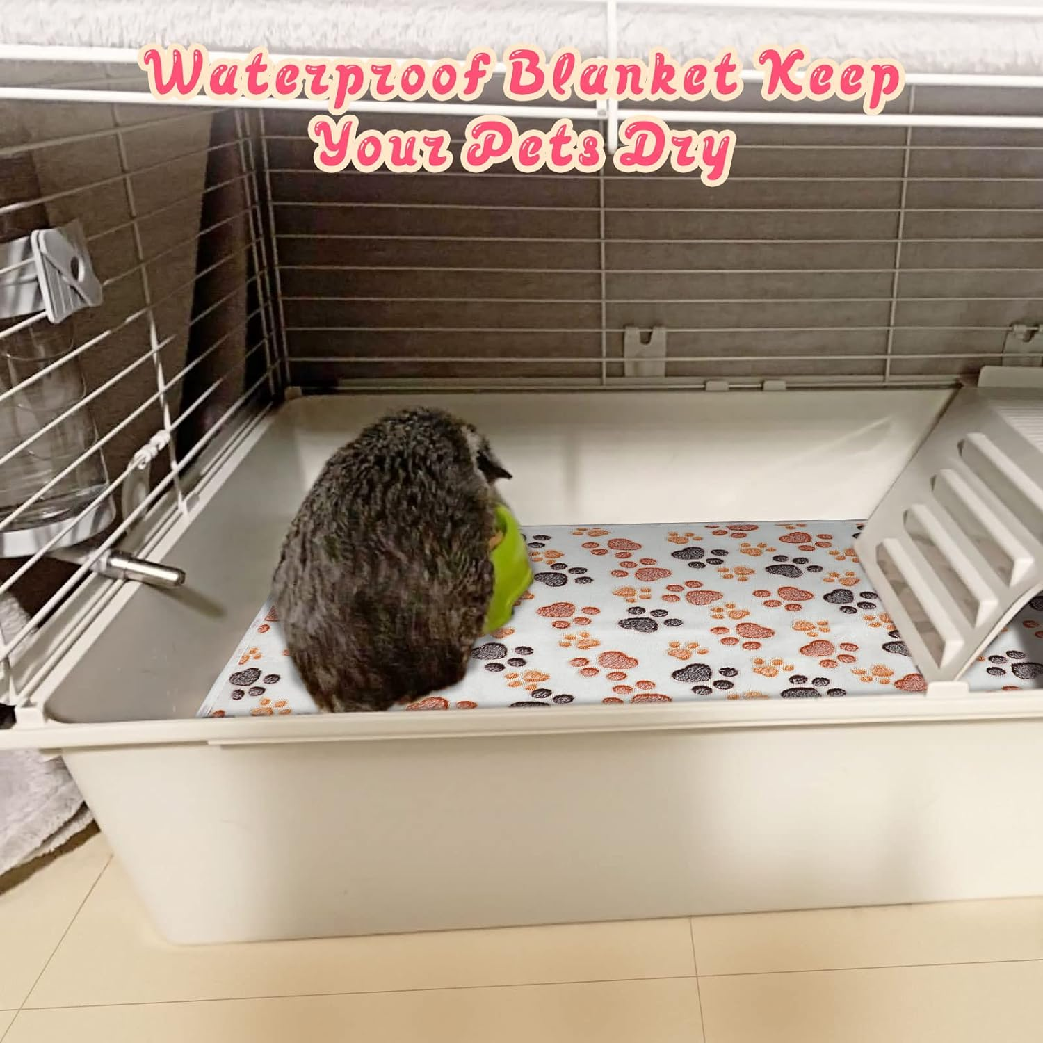 YUEPET Waterproof Guinea Pig Blankets Washable 3 Pack Small Animal Fleece Cage Liners Pet Soft Sleep Mat Pad Cover Warm Flannel Throw for Hamster Guinea Pig Rabbit Chinchilla Hedgehog Ferret 23"&times;16" image number 6