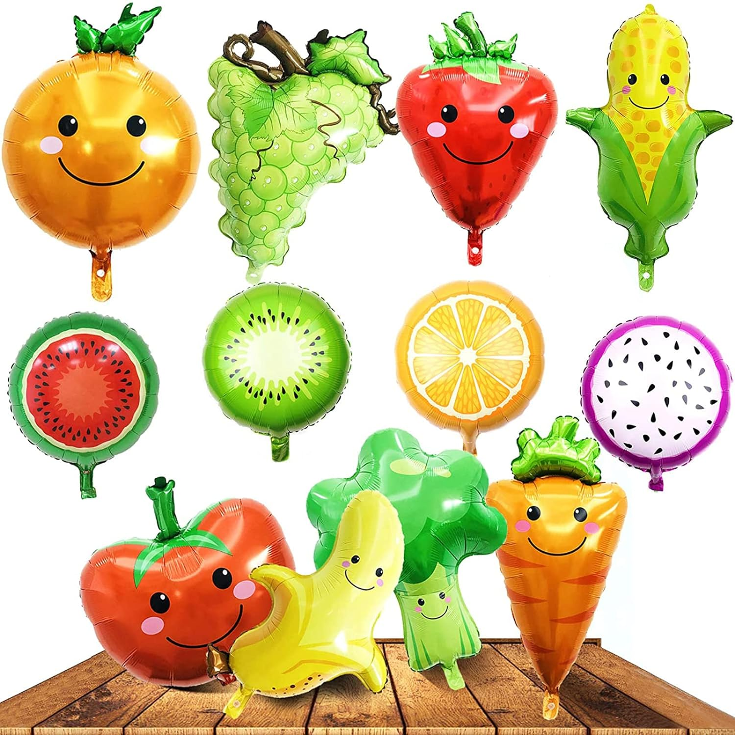 Yamibobo 12 PCS Multicolored Fruit & Vegetable Foil Balloons for Party Decoration, Birthday, Summer Party, Engagement, Christmas, New Year, Anniversary, Unisex-Kids, Unisex-Adults image number 2