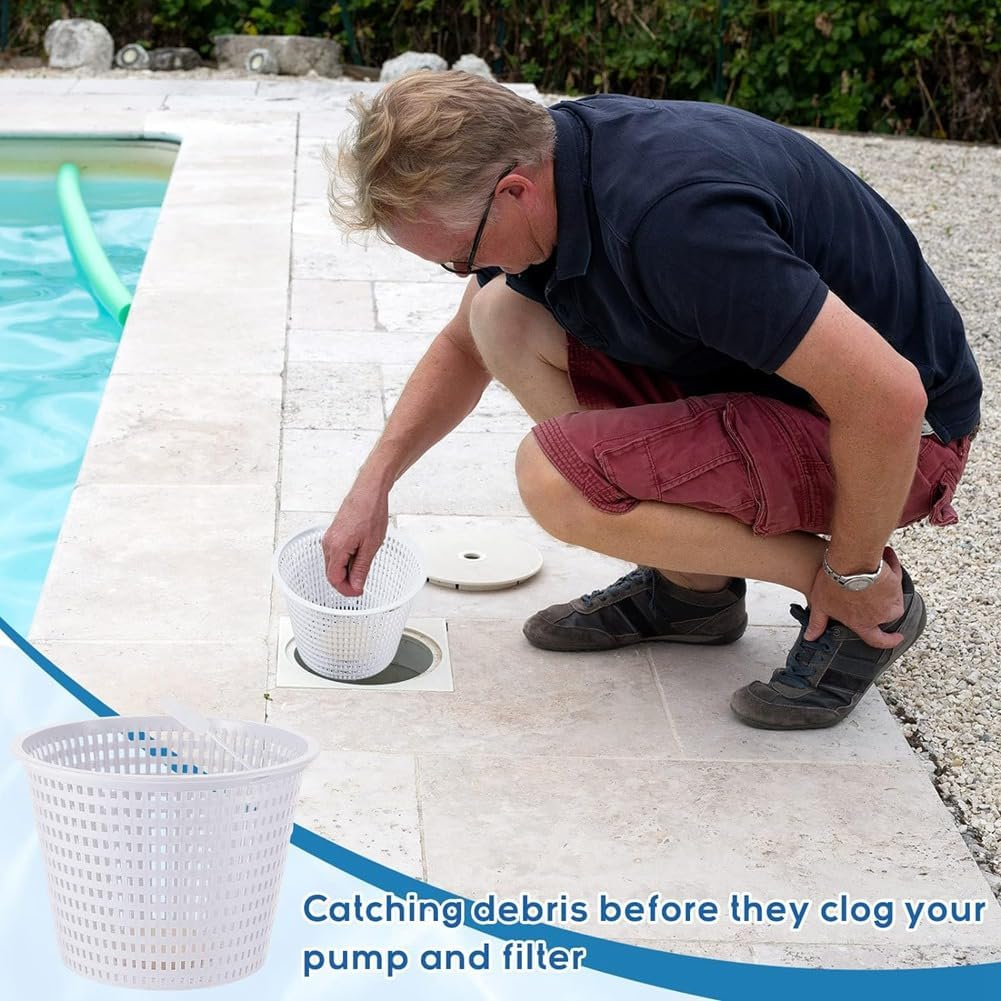 8 Inch Weighted Skimmer Basket for SP1070, Heavy Duty Skimmer Basket for Pool Maintenance, Included Weight and Handle image number 2