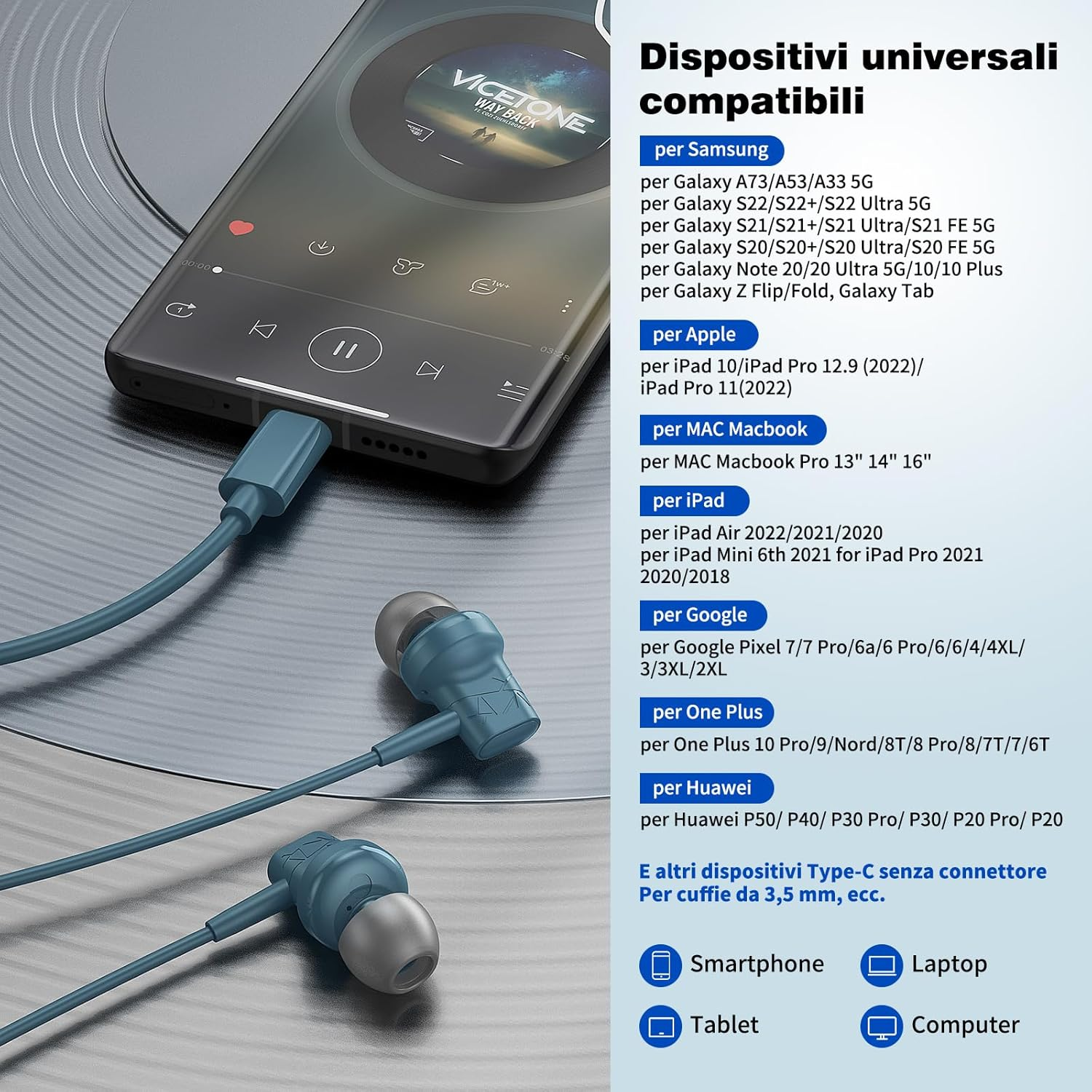 Wireless Headphones, Magnetic USB C Earphones with Microphone and Volume Control for Iphone 16 Pro Max Ipad 10 Samsung A16 5G A35 A55 S24 S23 Pixel 9 8A and Laptops with Type C Interface image number 5
