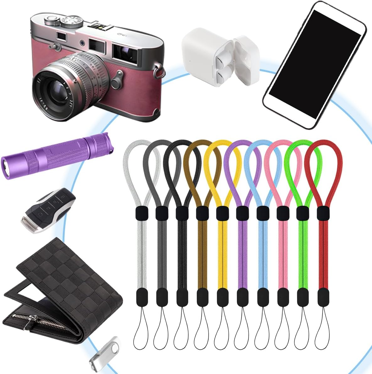 10Pcs Wrist Strap Lanyard,Adjustable Wrist Strap Phone Wrist Strap Nylon Lanyards for Keys Key Strap,Suitable for Electronic Devices Mobile Phones Cameras USB Flash Drives Wallets Badge(Colorful), Red image number 5