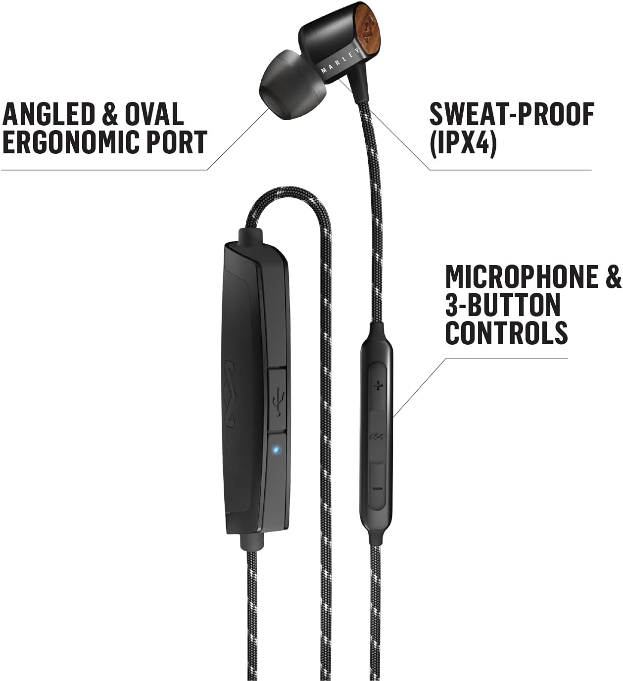 House of Marley Uplift 2 Wireless Bluetoot Headphone, Signature Black - Signature Black image number 4