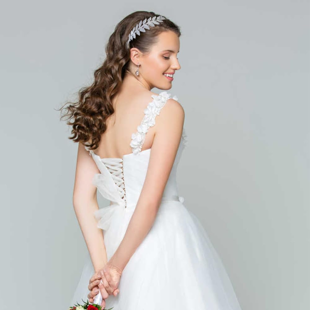 Visxcnu 1 X Women'S Hair Band, Gold Headpiece, Bride, Roman Goddess Headband, Girls' Laurel Wreath, Hair Accessories, Golden Wedding, Boho Leaf Hair Crown Accessories, Silver image number 6