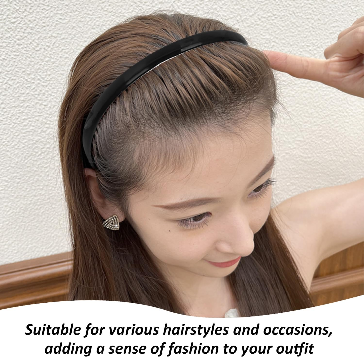 Pack of 4 Black Headband with Dentist Headband, Simple and Stylish, Slider Plastic Headdress for Women, Hairstyle Decoration for Men and Women image number 4