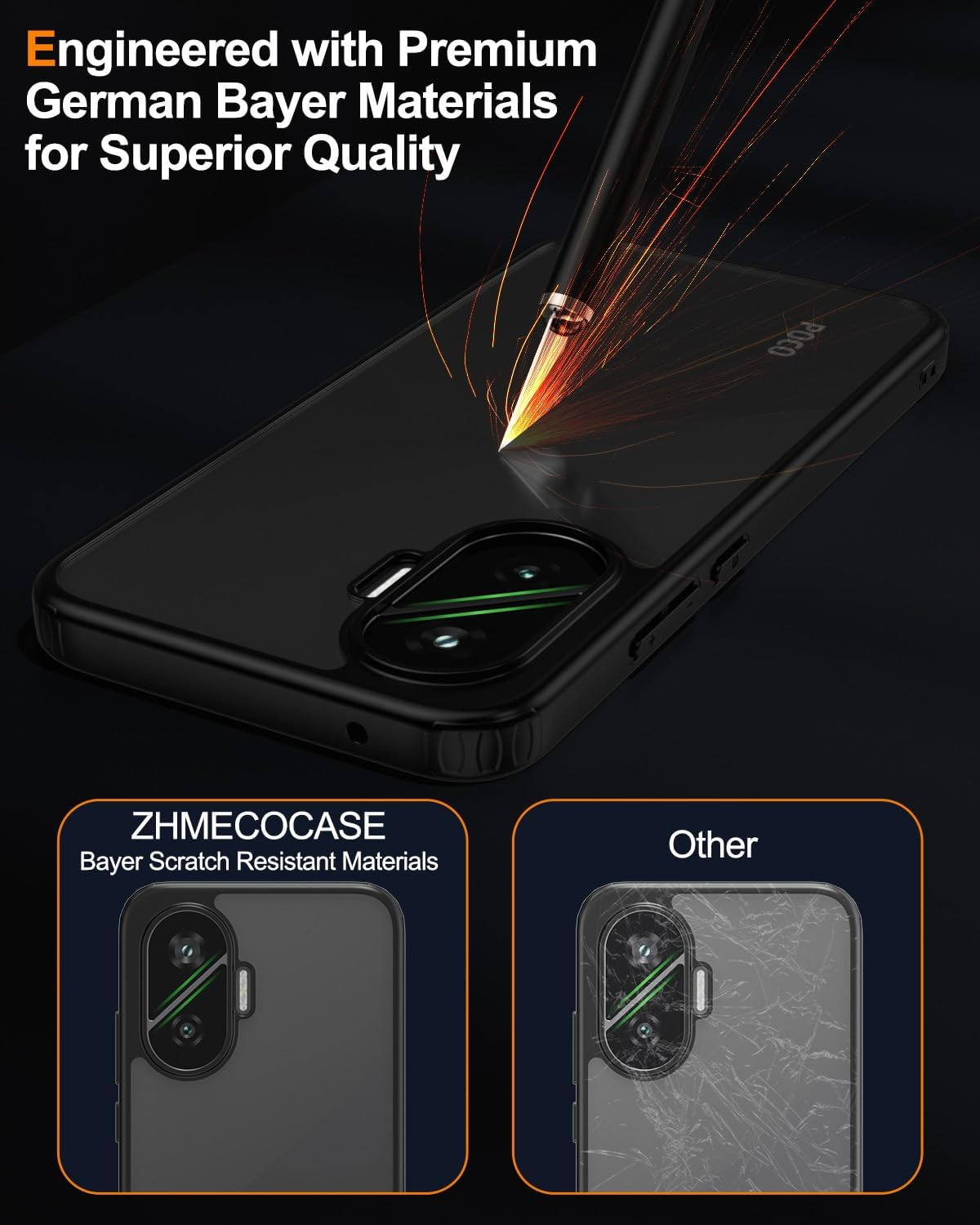 Case for Xiaomi Poco F7 - [Matte Translucent] [Military Standard Protection] [Ultra Slim Hybrid Design] Shockproof Case (Black) - Black image number 1