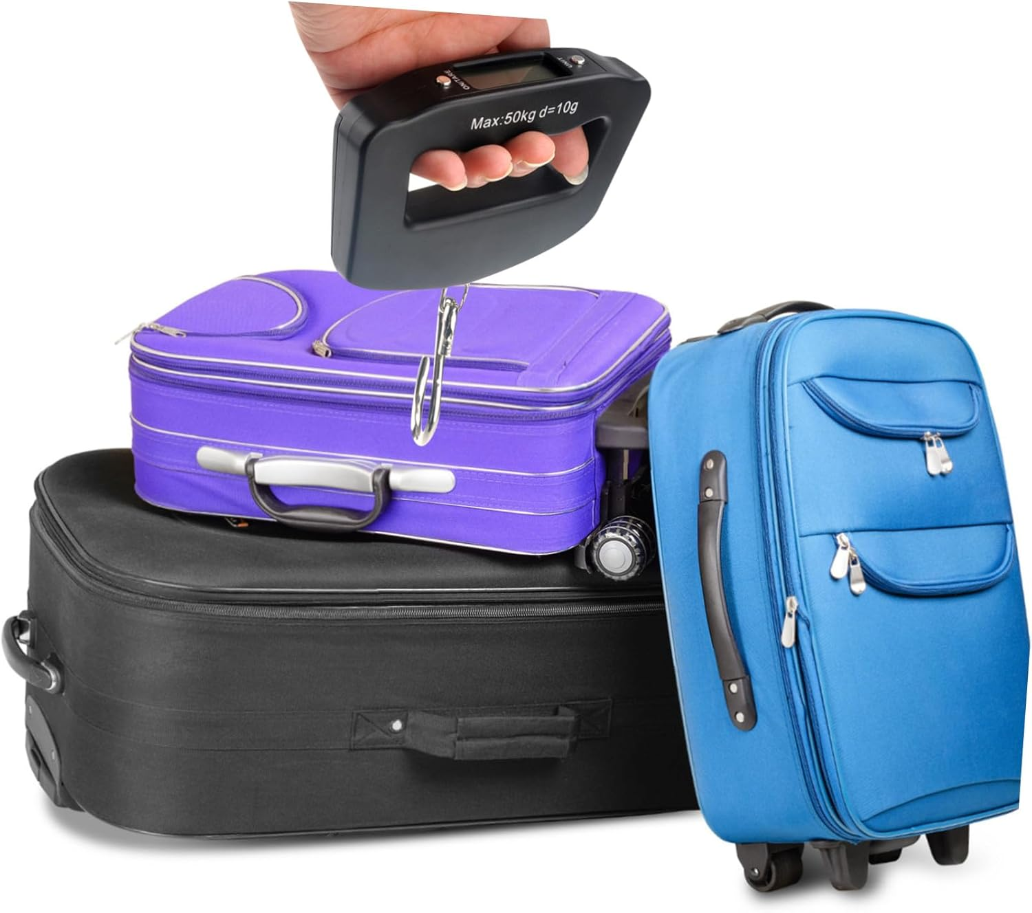 Alasum 2Pcs Portable Electronic Scale Luggage Weighing Machine Backlit LCD Display Suitcase Weigher Travel Bag Scale image number 1