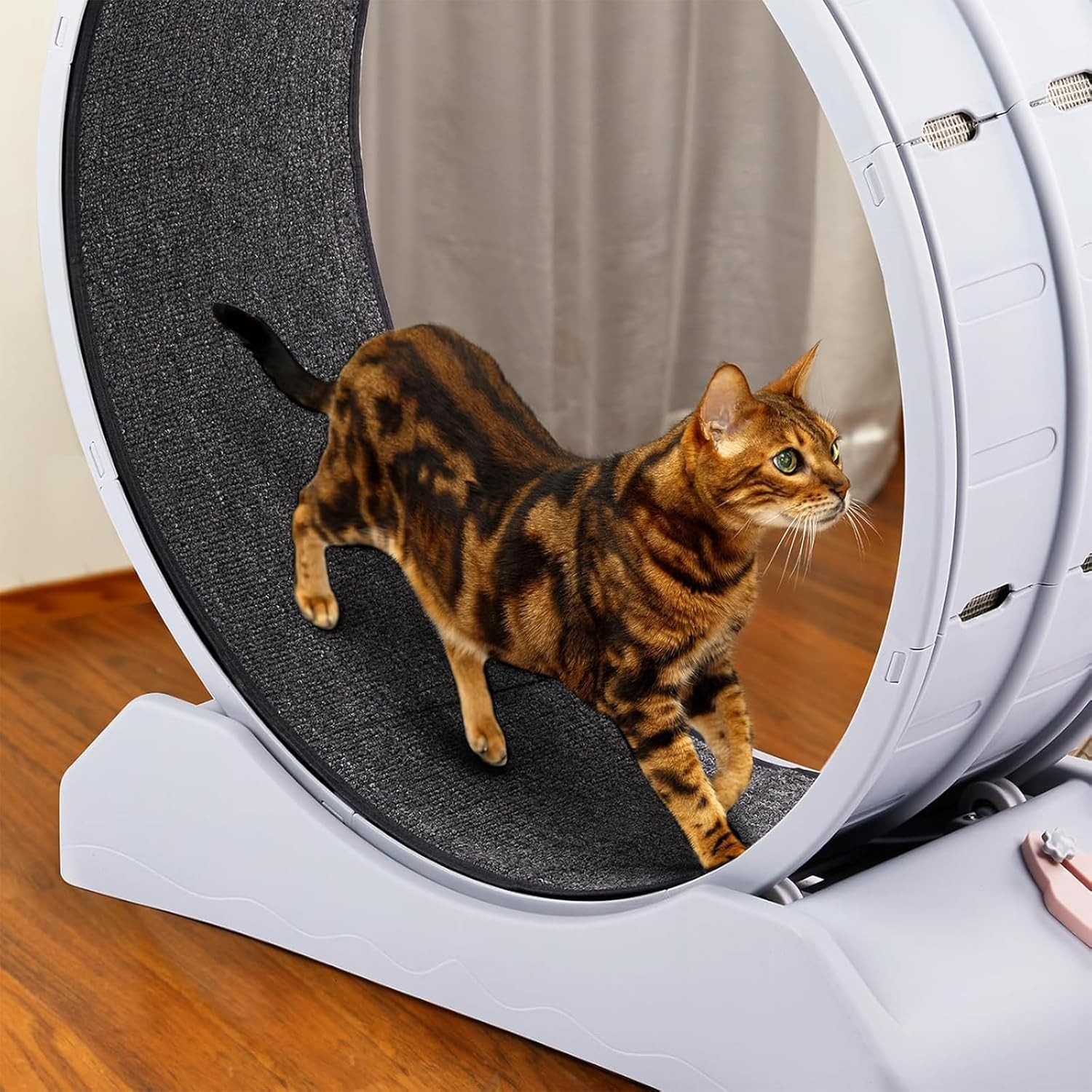 Cozioz Cat Exercise Wheel, 88Cm PP Plastic Treadmill for Indoor Cats, Quiet Running with Carpeted Wheel, Helps Cats Lose Weight and Stay Healthy, Easy to Install image number 5