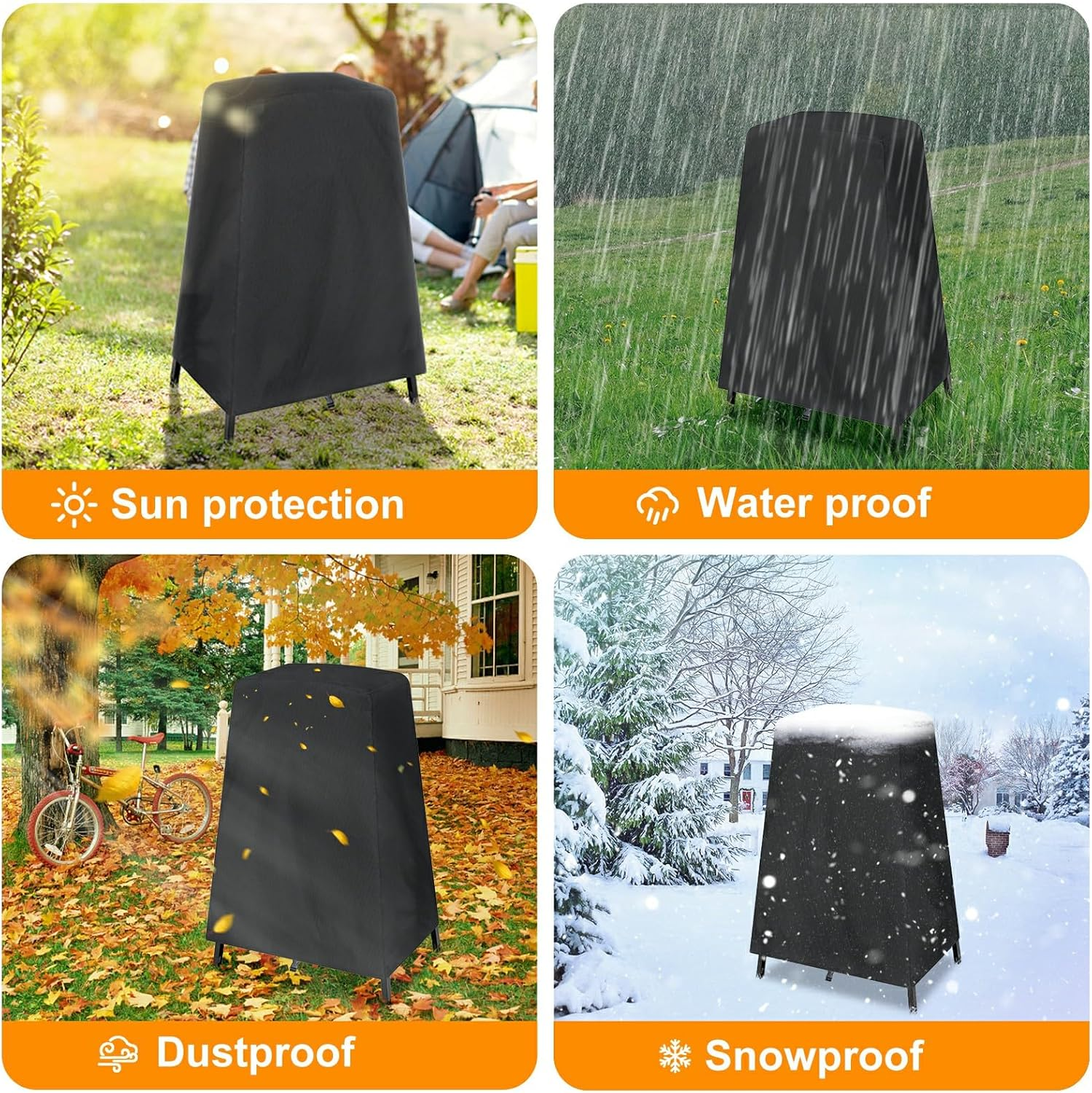 Ninja Woodfire OO101 Series Outdoor Oven Cover on Its Stand Pizza Oven Cover with Bottom Fixing Strap Weather Resistant Pizza Oven Accessories Black