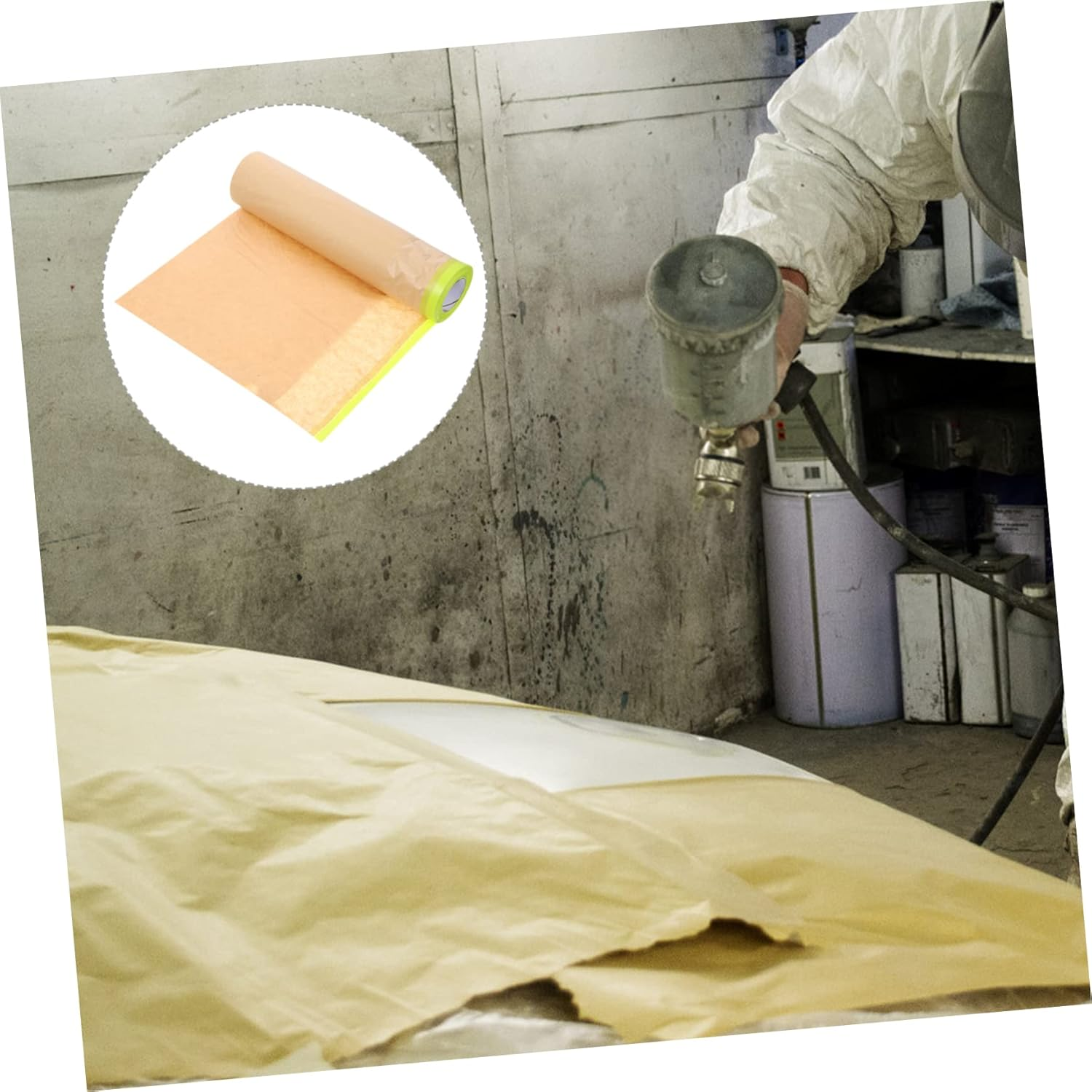 TEHAUX Masking Film Protective Paper for Painting Furniture Car Adhesive Masking Paper for Walls and Surfaces image number 4