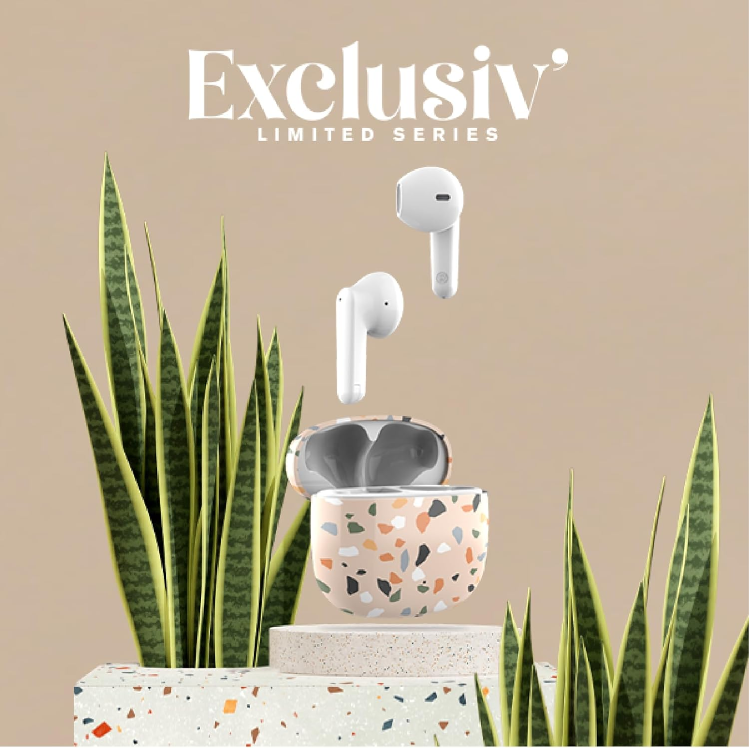 T'Nb Wireless Headphones Exclusive Collection 15 Hours Running Time Fashion Design Touch Control Volume Control Beige image number 4