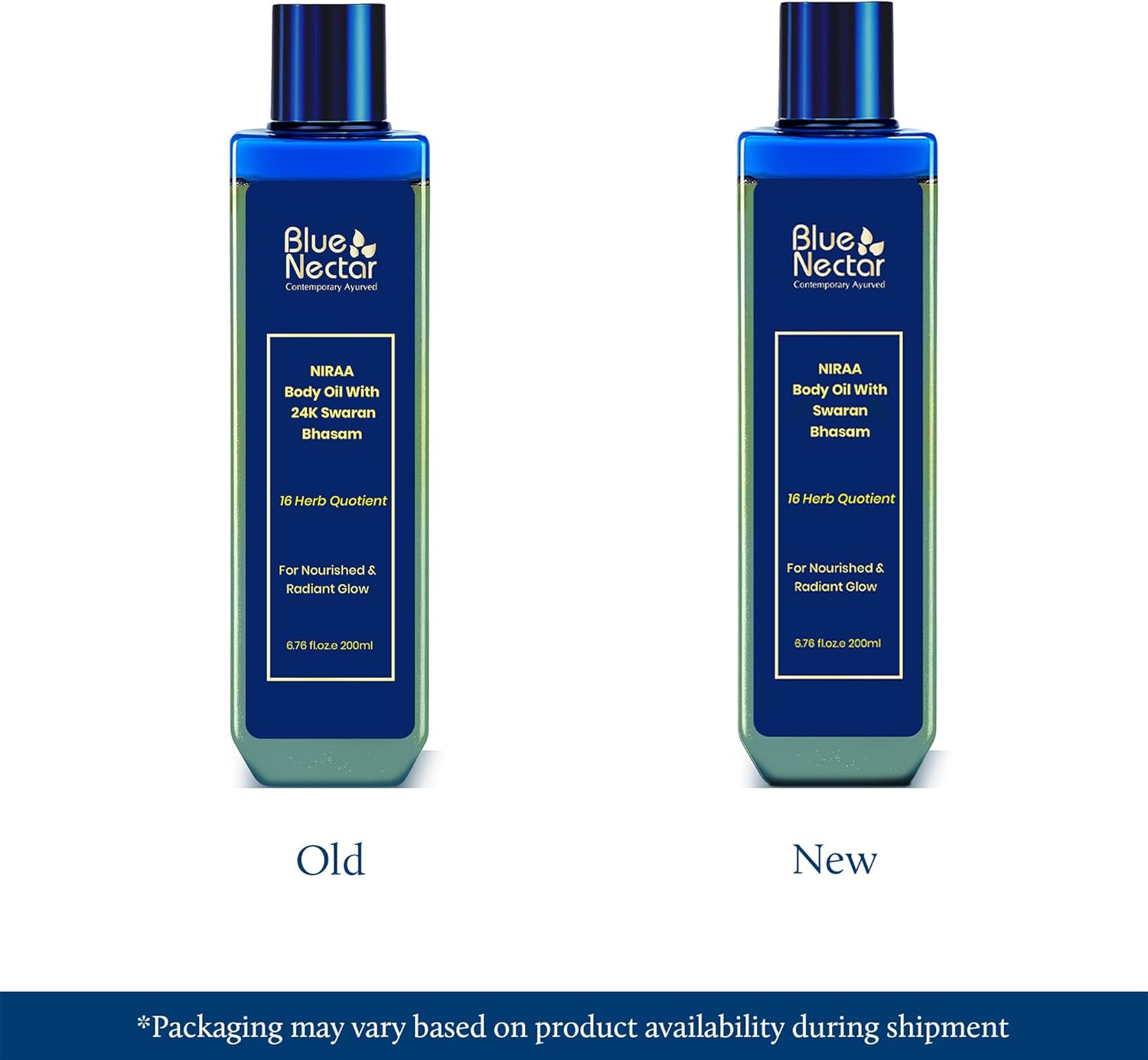 Blue Nectar Body Oil with 24K Swaran Bhasam for Glowing Skin | Ayurvedic Body Oil for Dry Skin | Nourishing Oil with 24K Gold & Shimmer (16 Herbs, 200Ml) image number 3