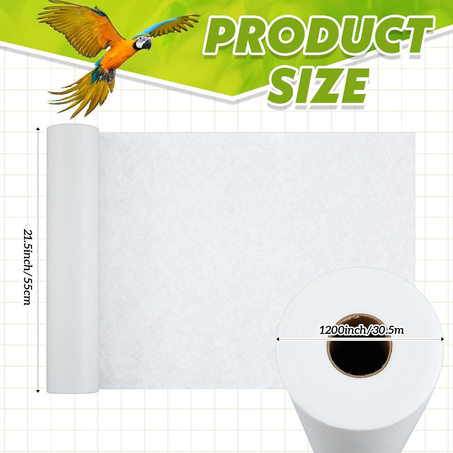 Drydiet 100 Ft X 22 Inch Bird Cage Liner Disposable Cages Cushion Pad Mat Precut Absorbent Bird Cage Paper Large Parakeet Cage Liners Accessories for Pet Animal Bird Parrot (White) image number 3
