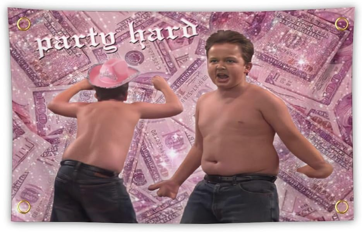 Bahhuou Party Hard Gibby Funny Tapestry 3X5Ft Tapestry Funny Meme Flag Wall Hanging Window Design for Bedroom Gift Home Man Cave Decor